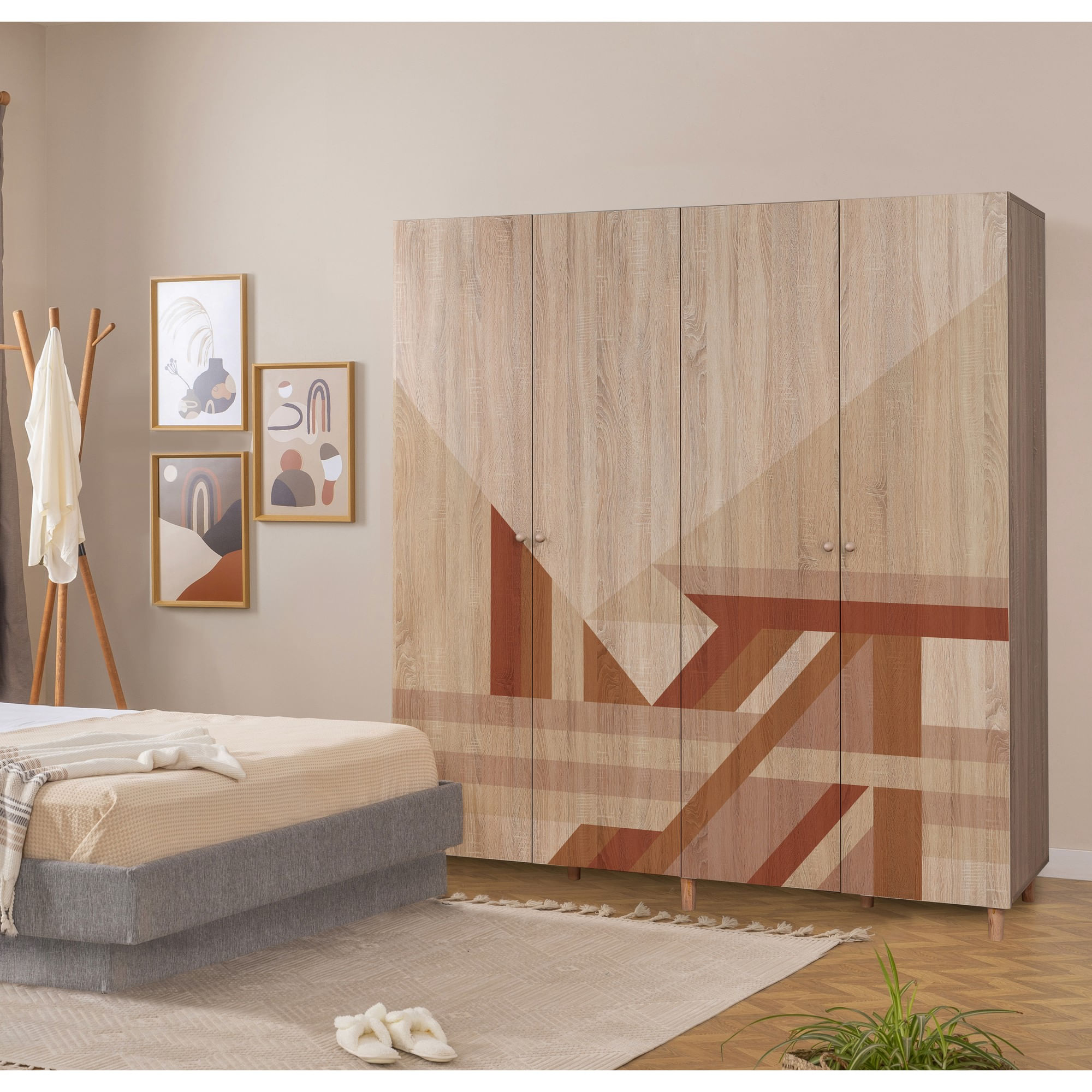 Dulap Hanah Home, PAL melaminat, 180 x 52 x 192 cm, stejar sonoma, lemn masiv, 869VEL8689 — imaginea 5