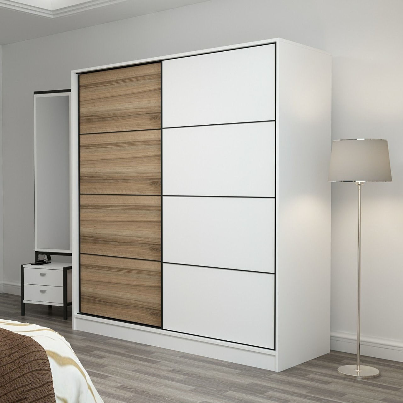 Dulap Hanah Home, PAL melaminat, 180 x 52 x 210 cm, alb/dore, 506MNR2528 — imaginea 2
