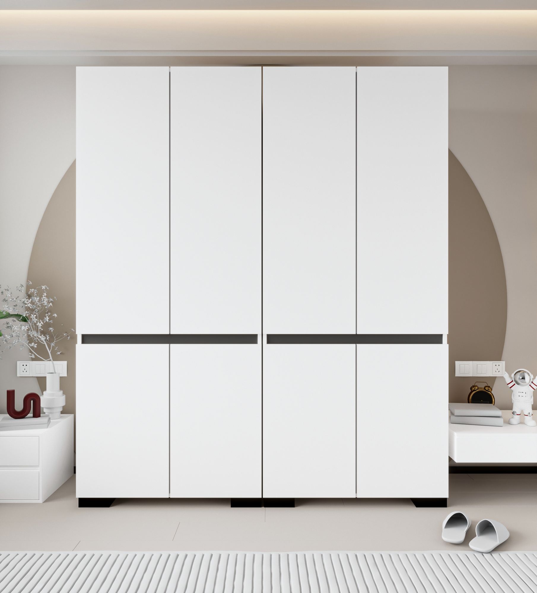 Dulap Hanah Home, PAL melaminat, 180 x 52 x 210 cm, alb/antracit, 469ORN1127 — imaginea 2