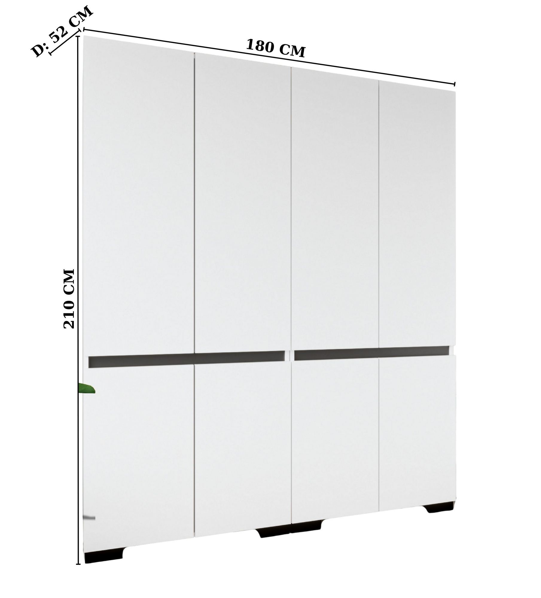 Dulap Hanah Home, PAL melaminat, 180 x 52 x 210 cm, alb/antracit, 469ORN1126 — imaginea 3