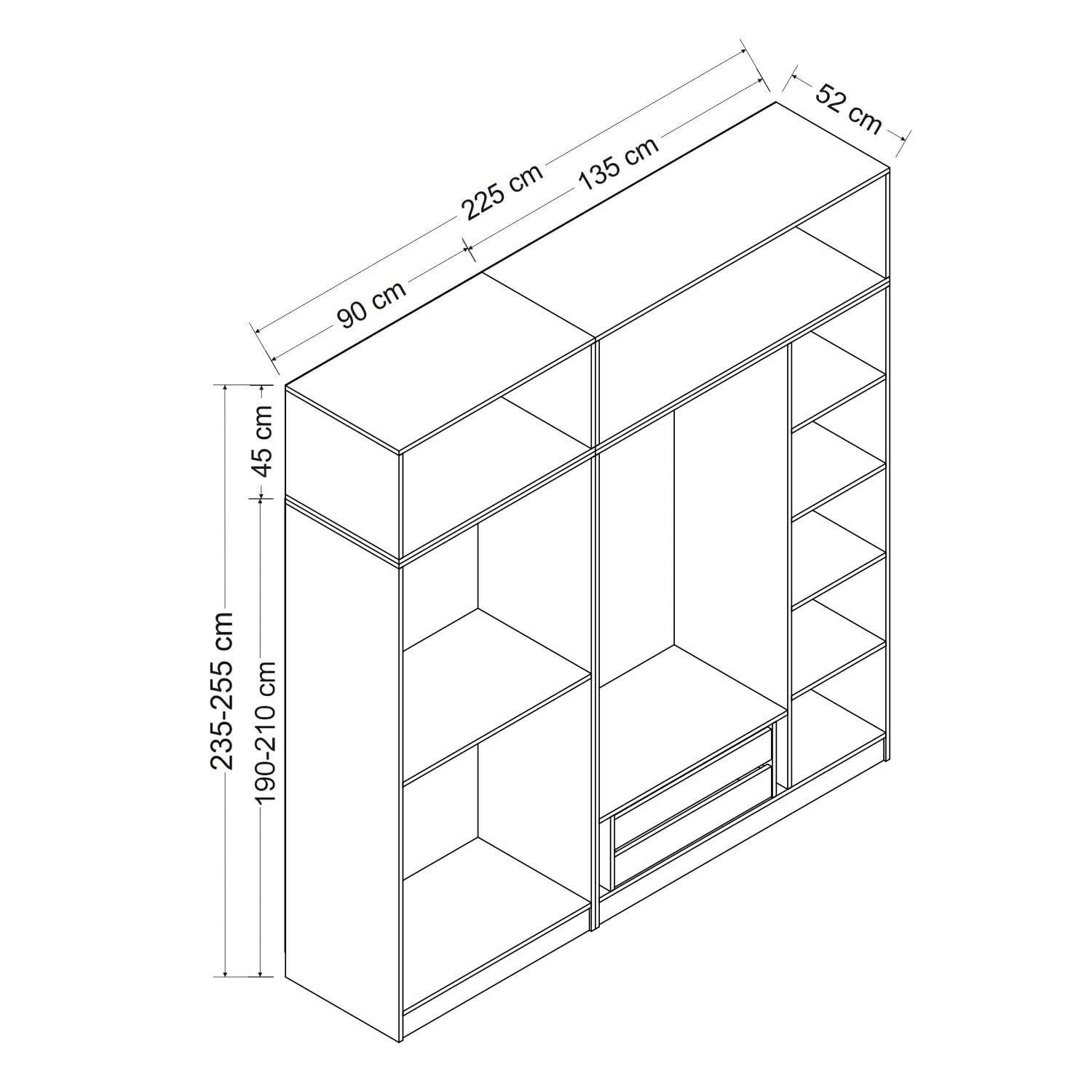 Dulap Hanah Home, PAL melaminat, 180 x 52 x 210 cm, alb, 506MNR2680 — imaginea 6