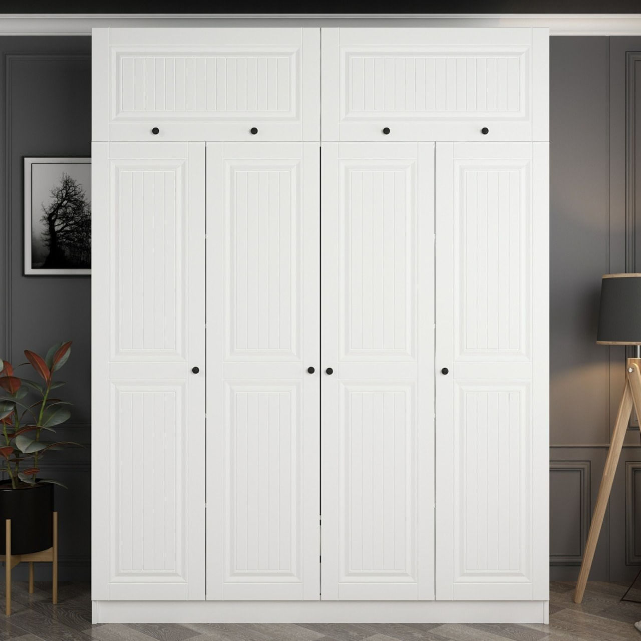 Dulap Hanah Home, PAL melaminat, 180 x 52 x 255 cm, alb, 506MNR2674 — imaginea 4