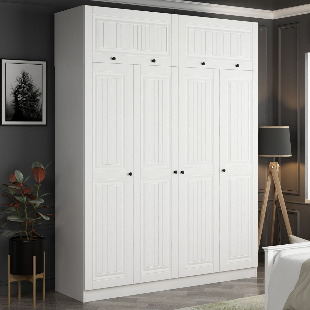 Dulap Hanah Home, PAL melaminat, 180 x 52 x 255 cm, alb, 506MNR2674 — imaginea 8