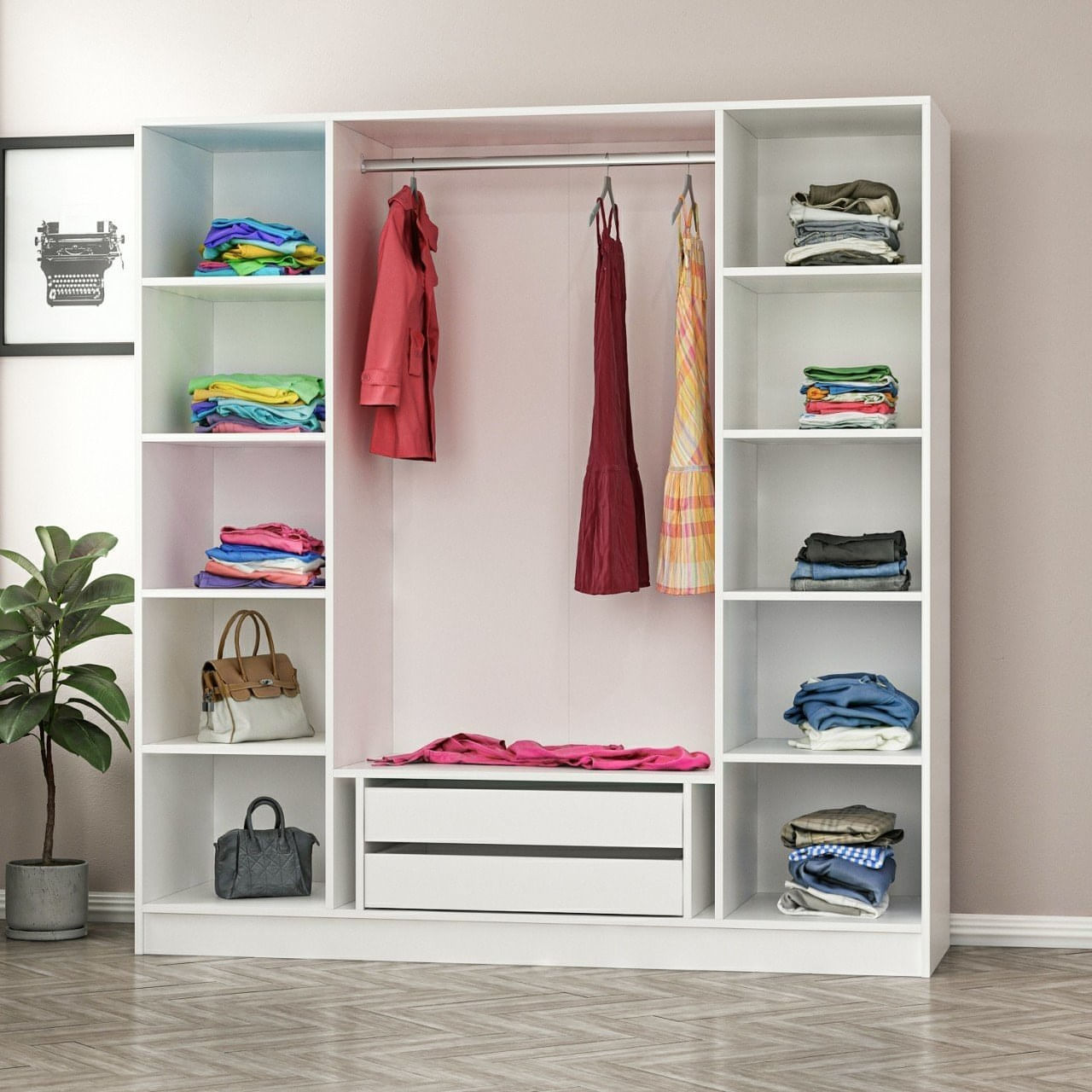 Dulap Hanah Home, PAL melaminat, 180 x 52 x 210 cm, nuc/alb, 506MNR2433 — imaginea 7