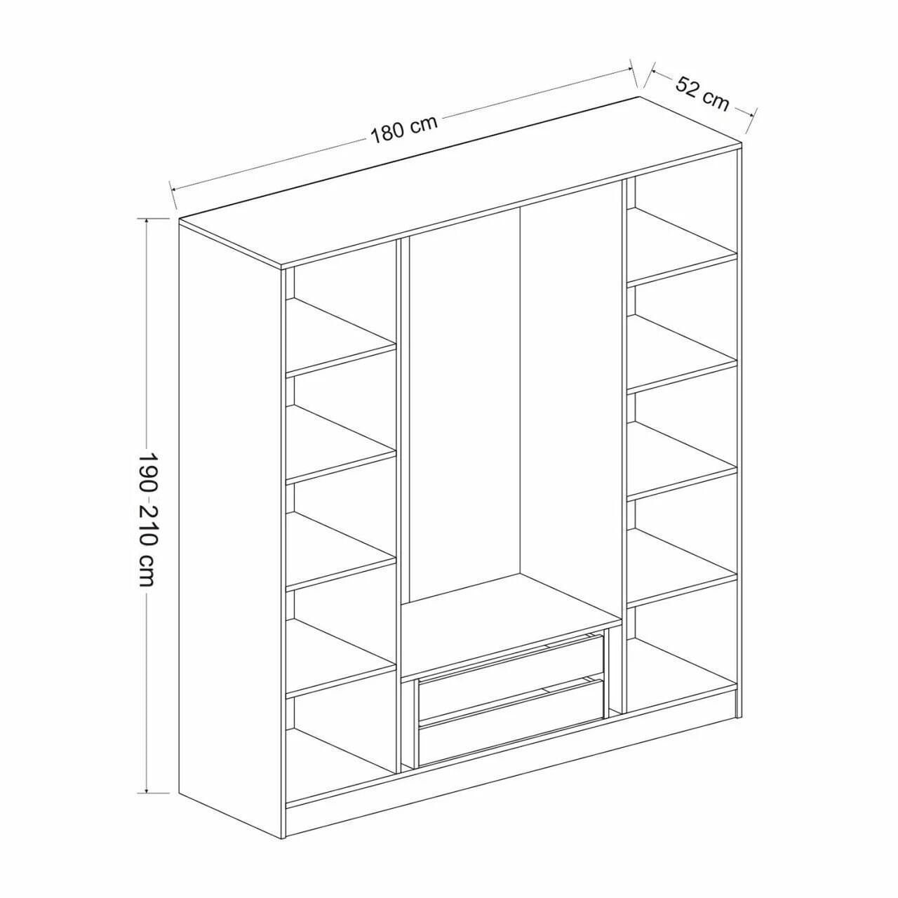 Dulap Hanah Home, PAL melaminat, 180 x 52 x 210 cm, nuc/alb, 506MNR2433 — imaginea 8