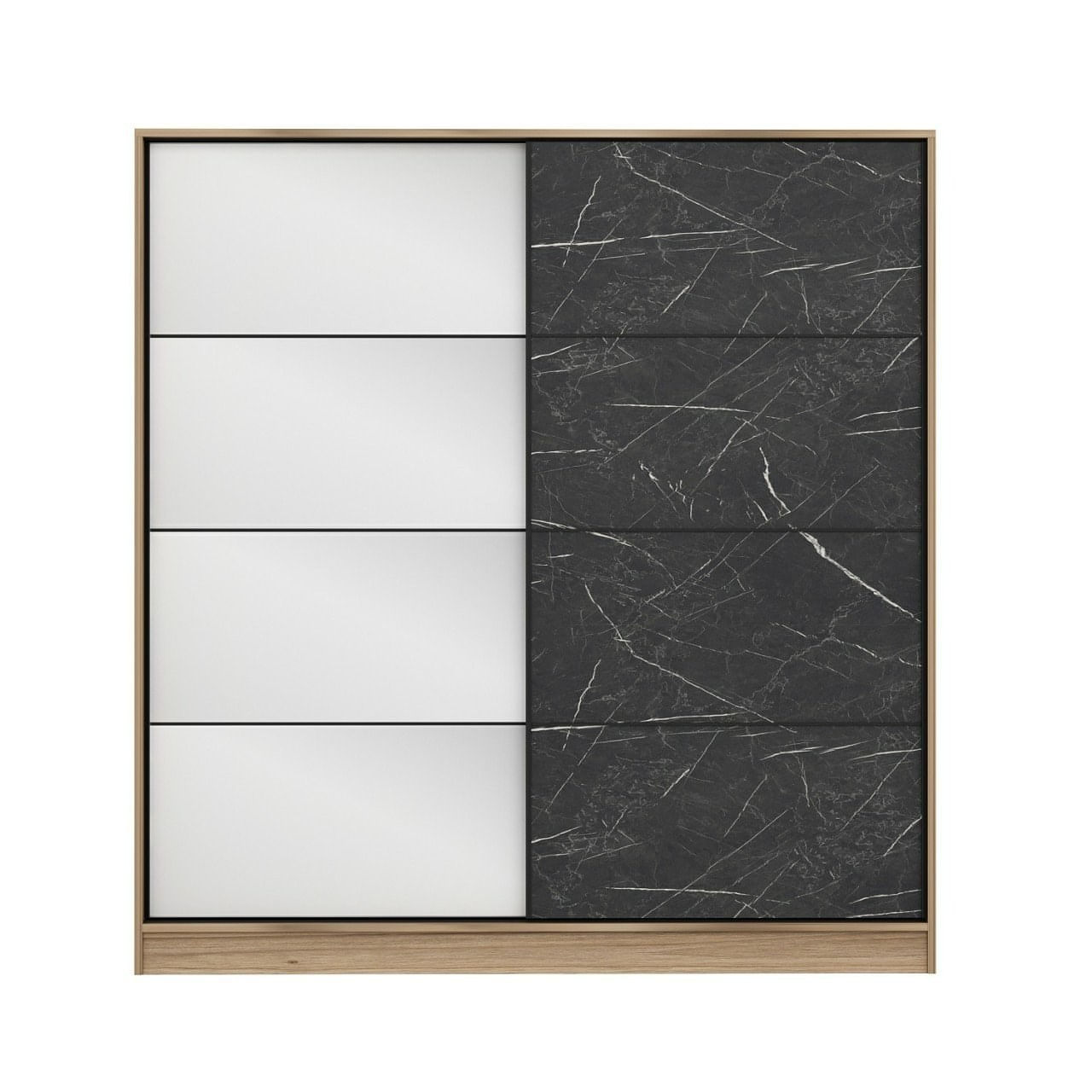 Dulap Hanah Home, PAL melaminat, 180 x 52 x 210 cm, dore/negru, 506MNR2638 — imaginea 5