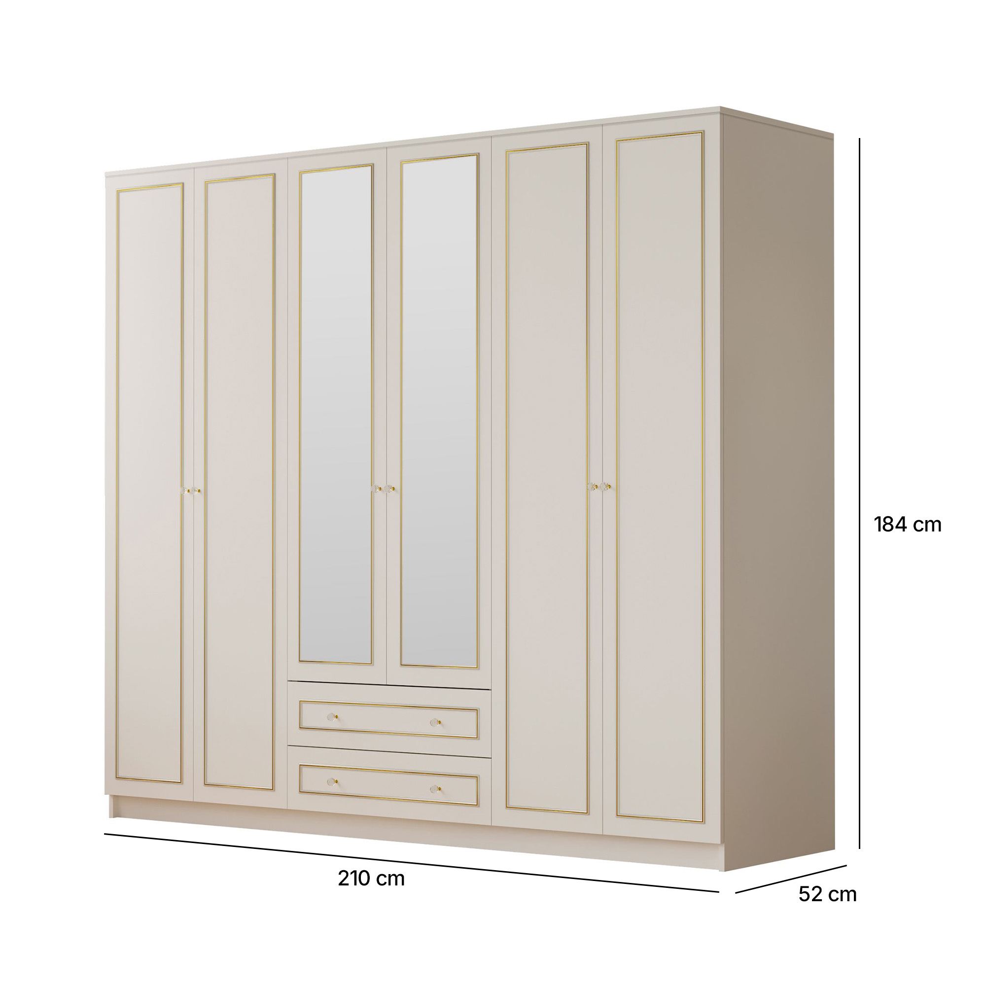 Dulap Hanah Home, PAL melaminat, 210 x 52 x 184 cm, alb mat, 167RAB1187 — imaginea 5