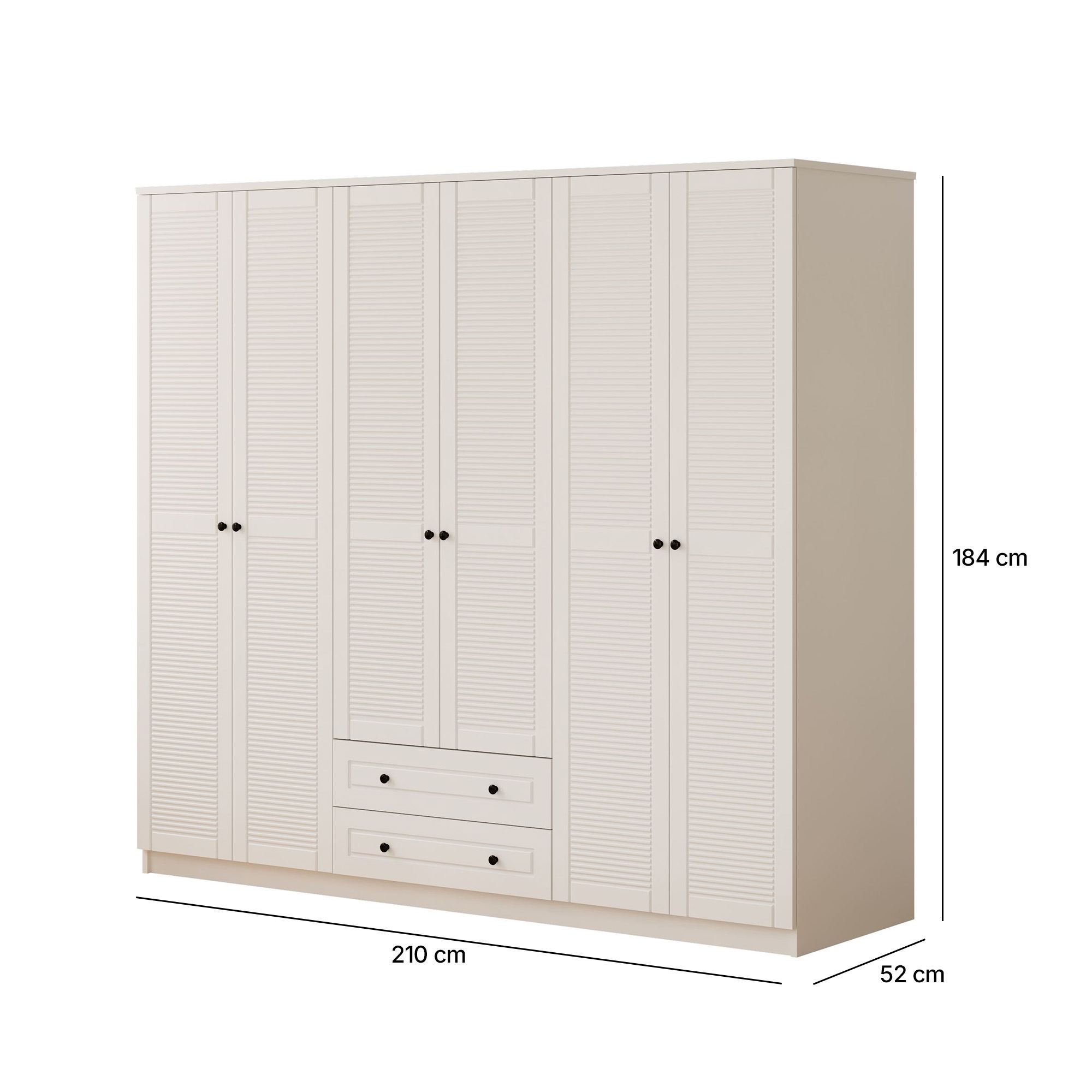 Dulap Hanah Home, PAL melaminat, 210 x 52 x 184 cm, alb mat, 167RAB1180 — imaginea 4