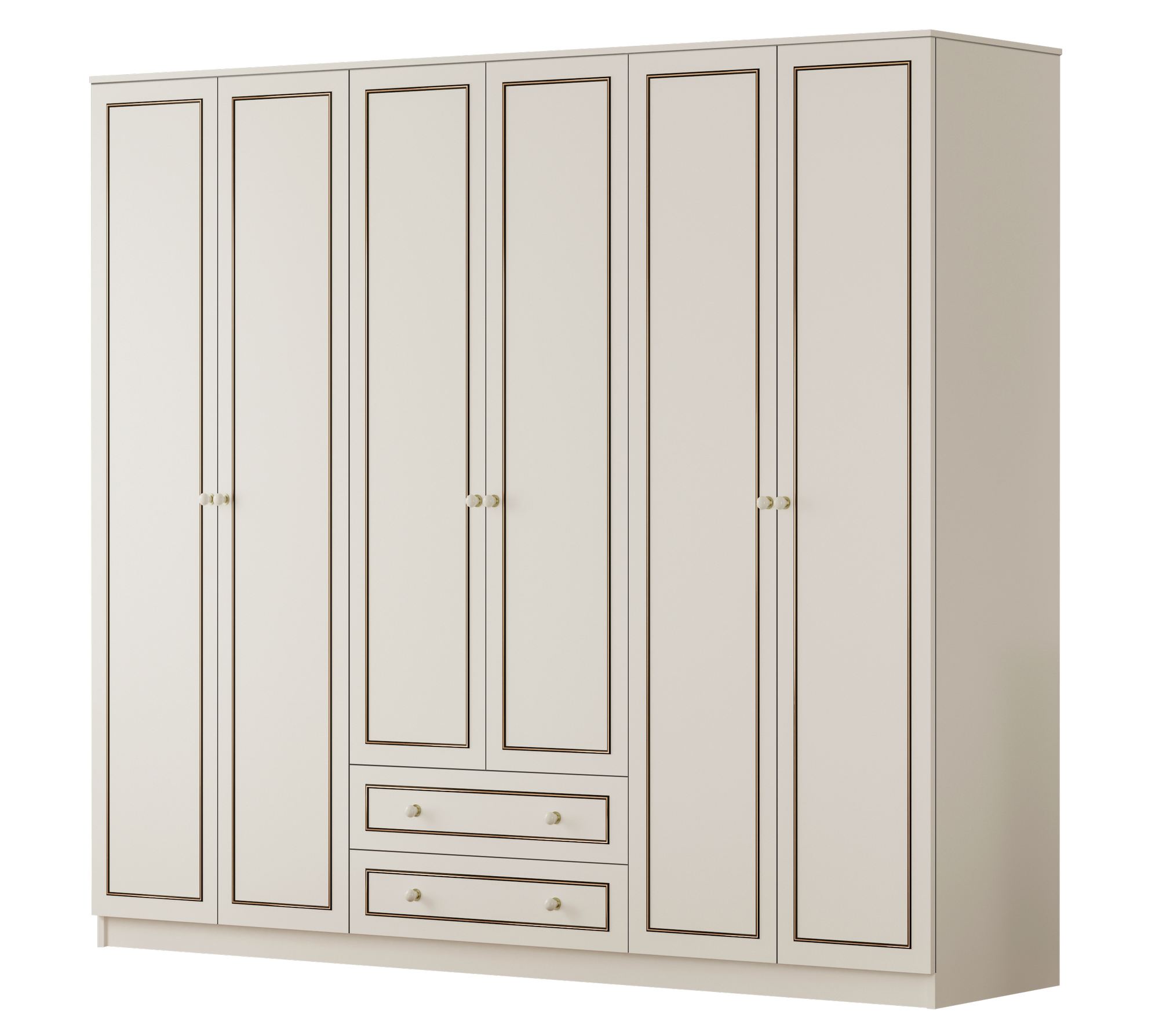 Dulap Hanah Home, PAL melaminat, 210 x 52 x 180 cm, alb mat, 167RAB1189 — imaginea 2