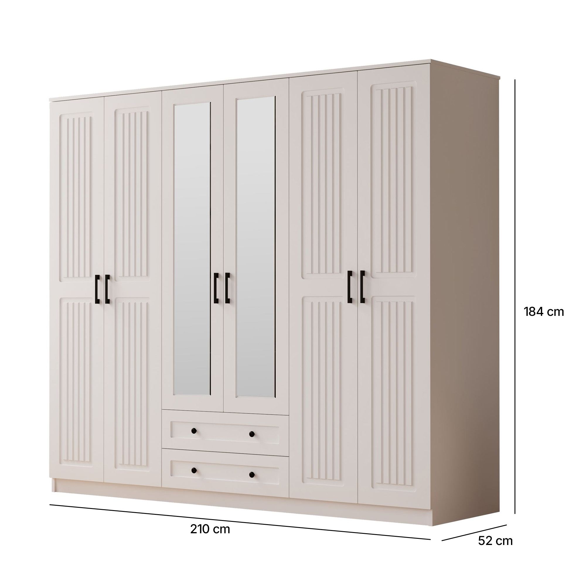 Dulap Hanah Home, PAL melaminat, 210 x 52 x 184 cm, alb mat, 167RAB1184 — imaginea 2
