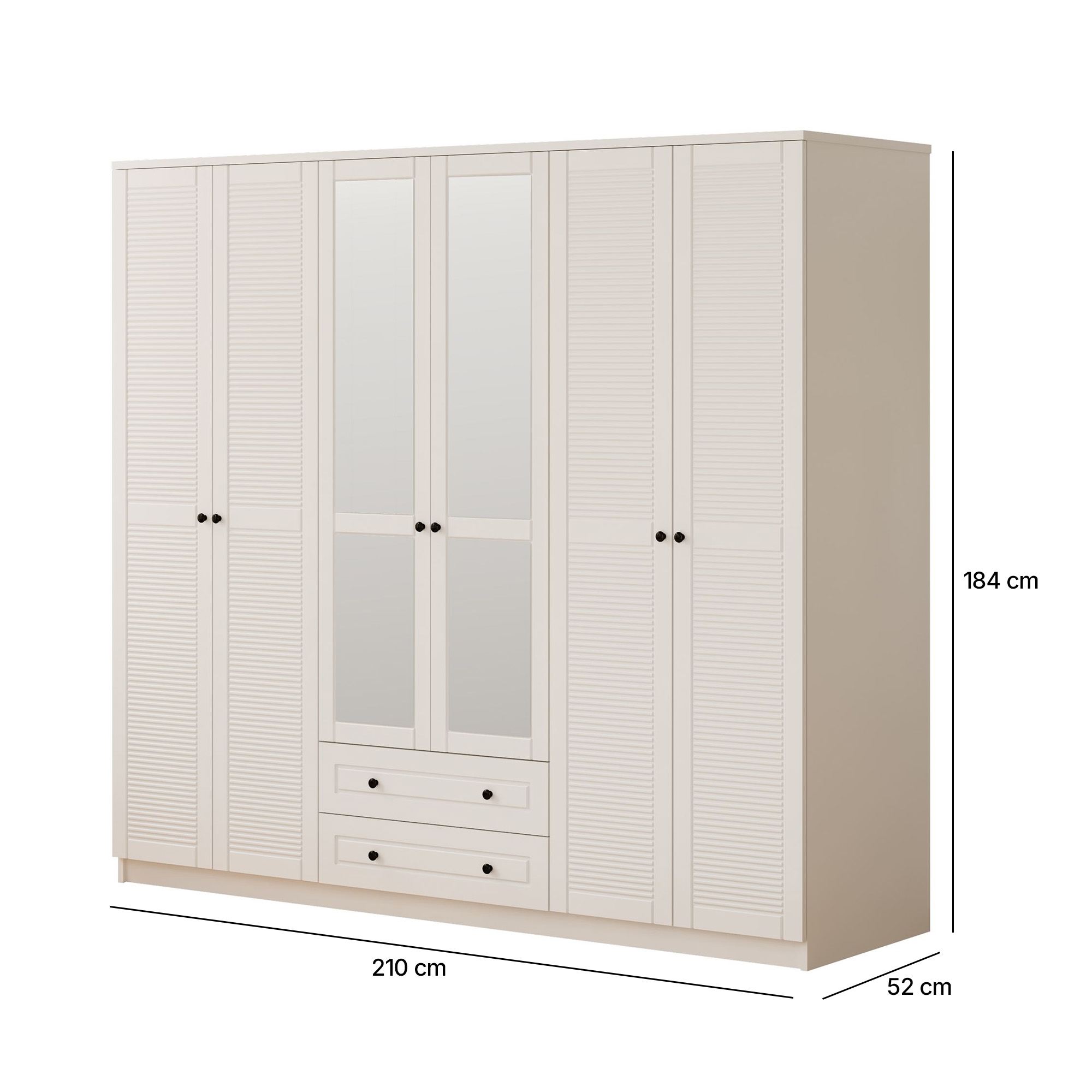 Dulap Hanah Home, PAL melaminat, 210 x 52 x 184 cm, alb mat, 167RAB1183 — imaginea 2