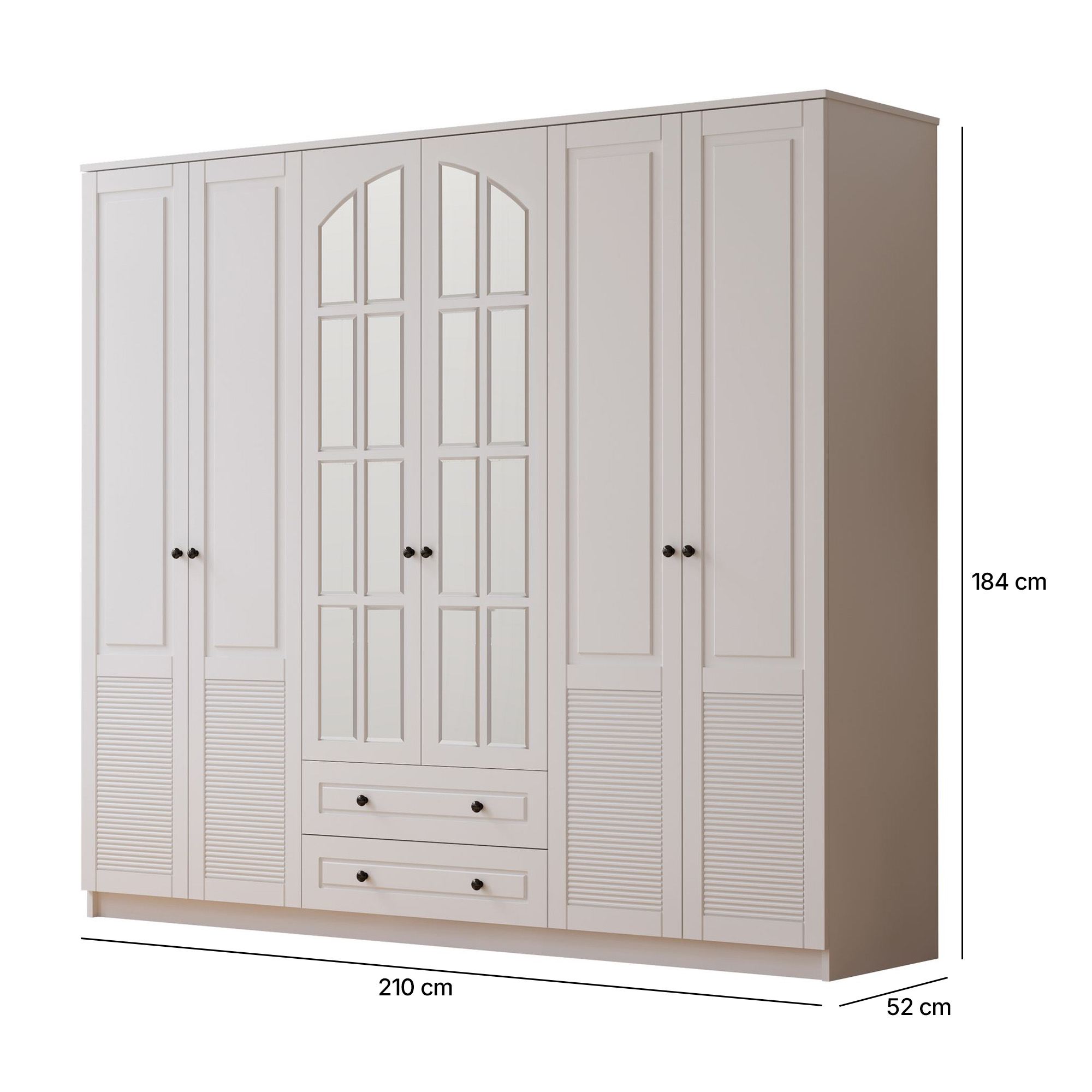 Dulap Hanah Home, PAL melaminat, 210 x 52 x 184 cm, alb mat, 167RAB1193