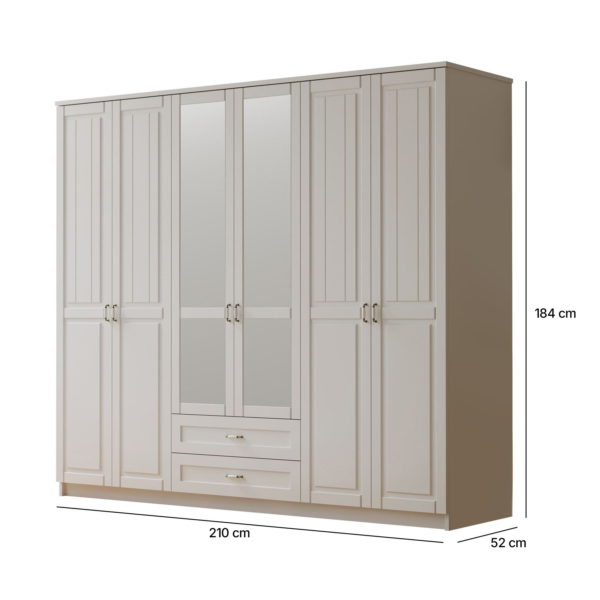 Dulap Hanah Home, PAL melaminat, 210 x 52 x 184 cm, alb mat, 167RAB1195 — imaginea 3