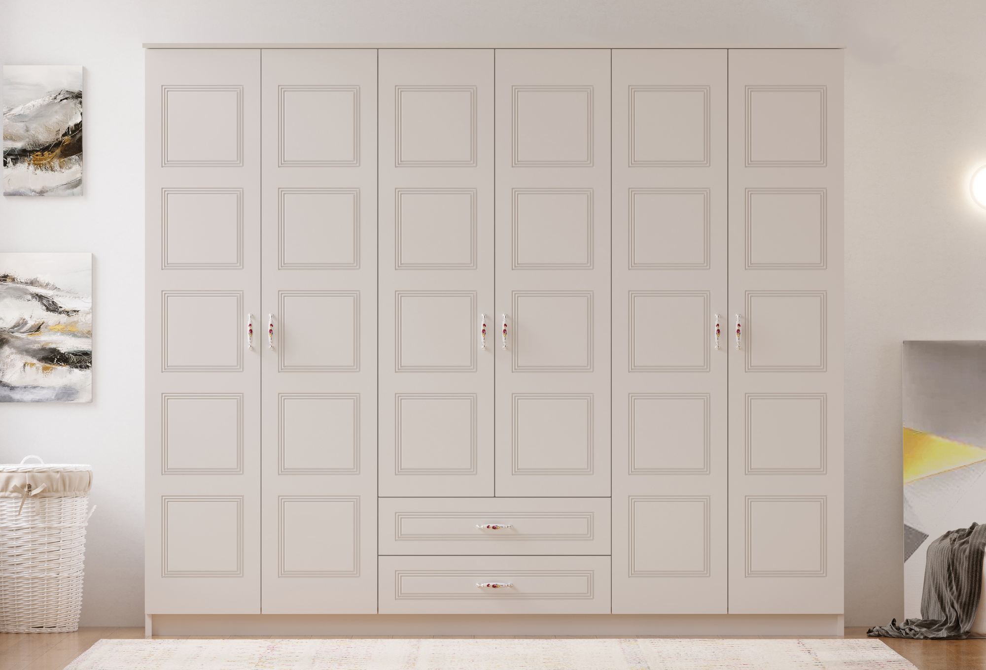 Dulap Hanah Home, PAL melaminat, 210 x 52 x 180 cm, alb mat, 167RAB1175 — imaginea 5