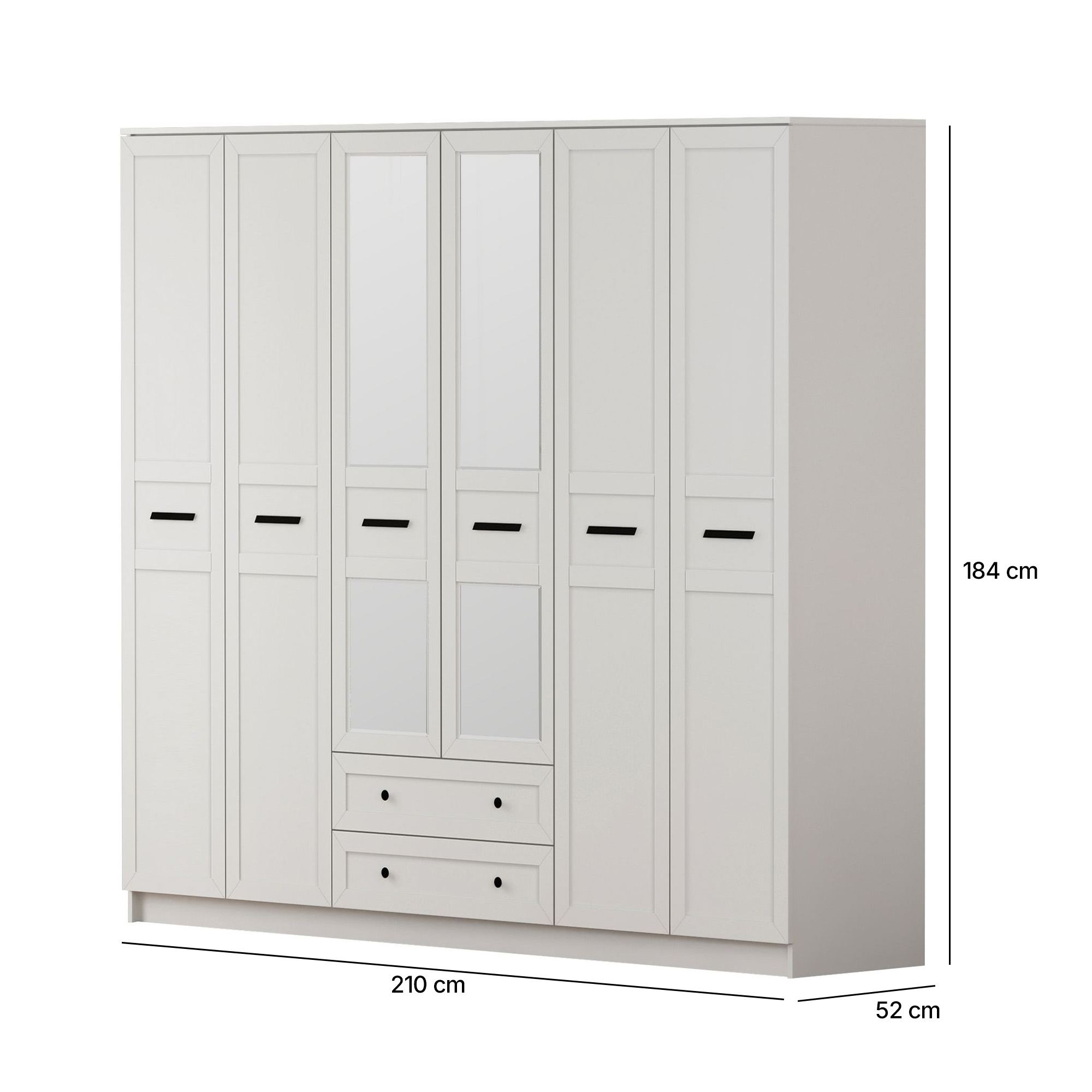 Dulap Hanah Home, PAL melaminat, 210 x 52 x 184 cm, alb mat, 167RAB1199 — imaginea 4