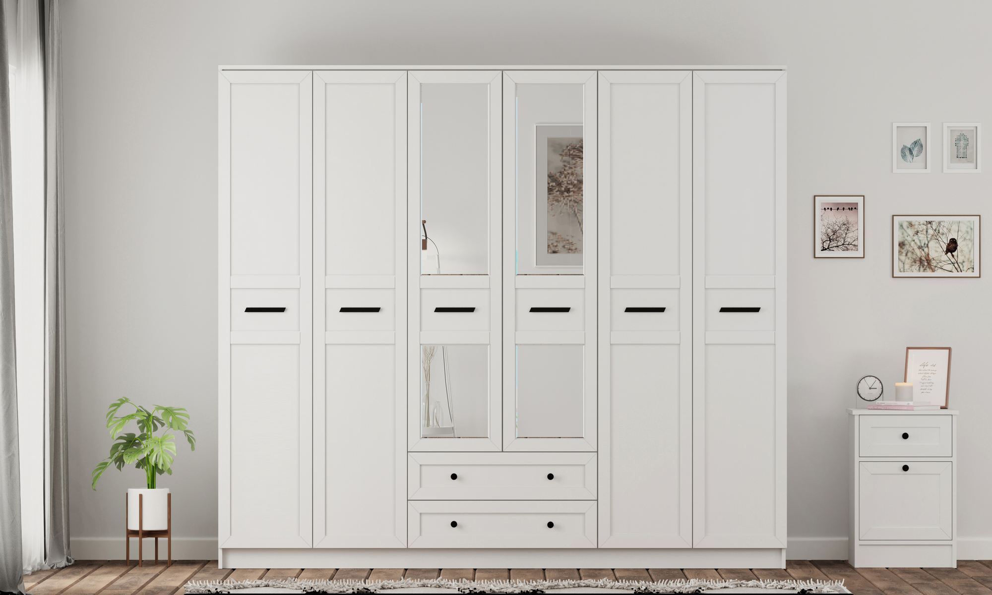 Dulap Hanah Home, PAL melaminat, 210 x 52 x 184 cm, alb mat, 167RAB1199 — imaginea 5