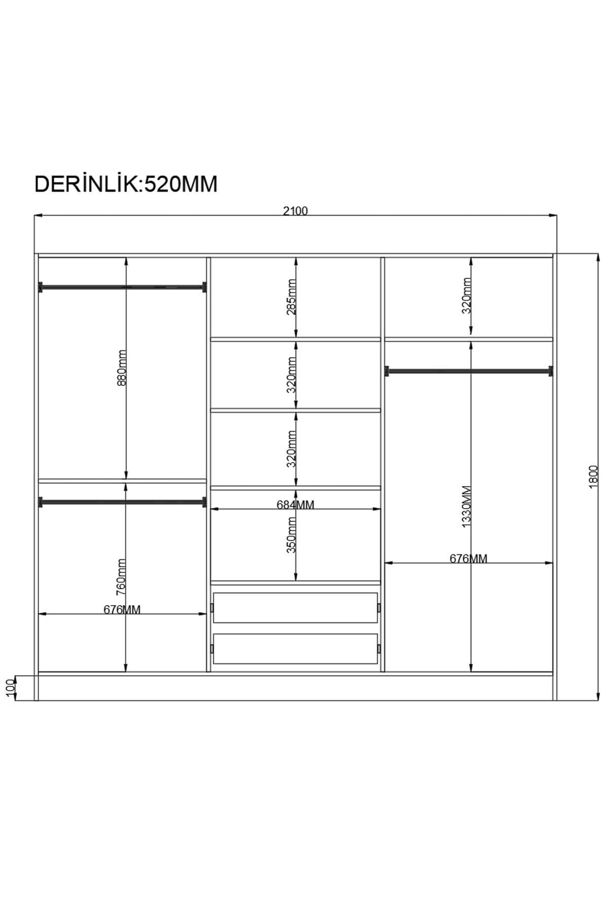 Dulap Hanah Home, PAL melaminat, 210 x 52 x 180 cm, alb mat, 167RAB1175 — imaginea 6