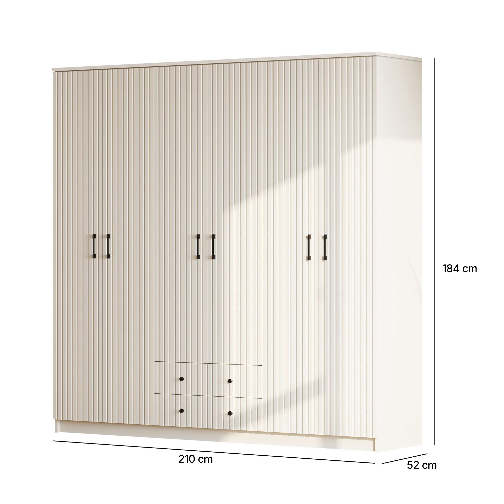 Dulap Hanah Home, PAL melaminat, 210 x 52 x 184 cm, alb mat, 167RAB1192 — imaginea 3