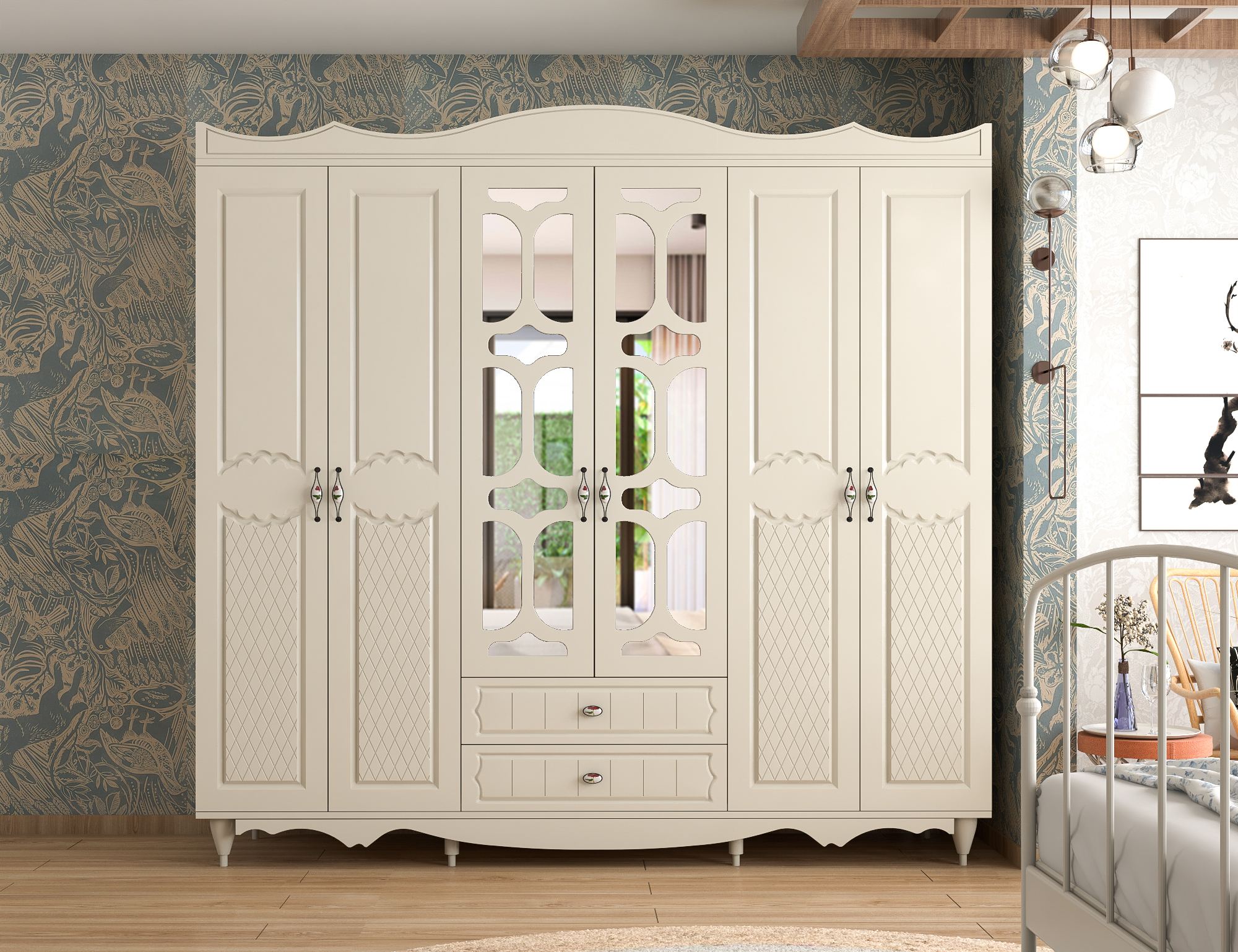 Dulap Hanah Home, PAL melaminat, 210 x 52 x 190 cm, alb mat, 167RAB1210 — imaginea 2
