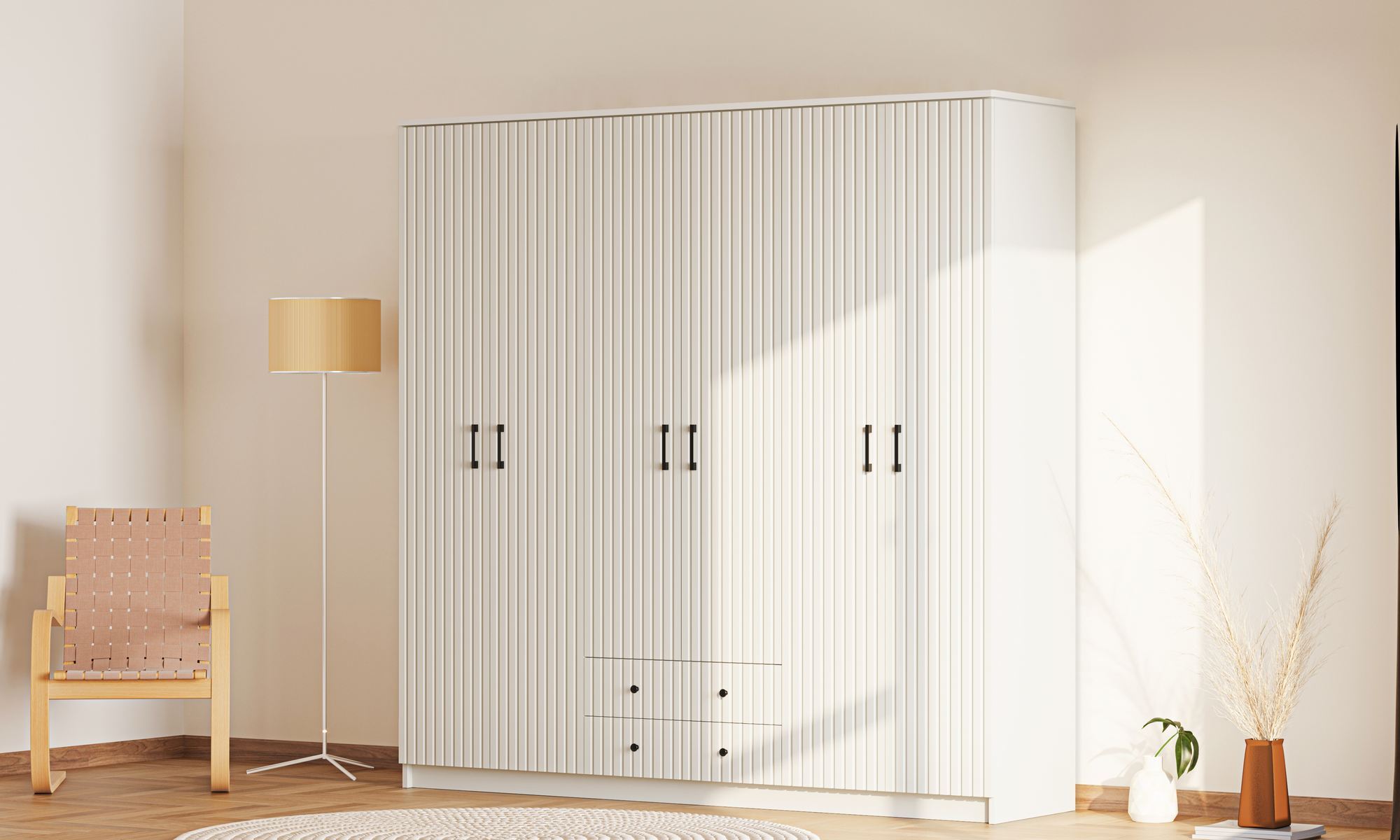 Dulap Hanah Home, PAL melaminat, 210 x 52 x 184 cm, alb mat, 167RAB1192 — imaginea 5