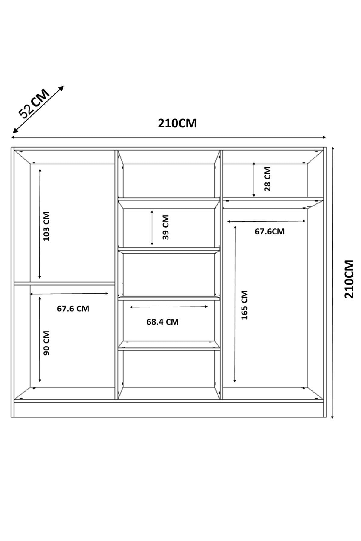 Dulap Hanah Home, PAL melaminat, 210 x 52 x 210 cm, alb mat, 167RAB1188 — imaginea 4