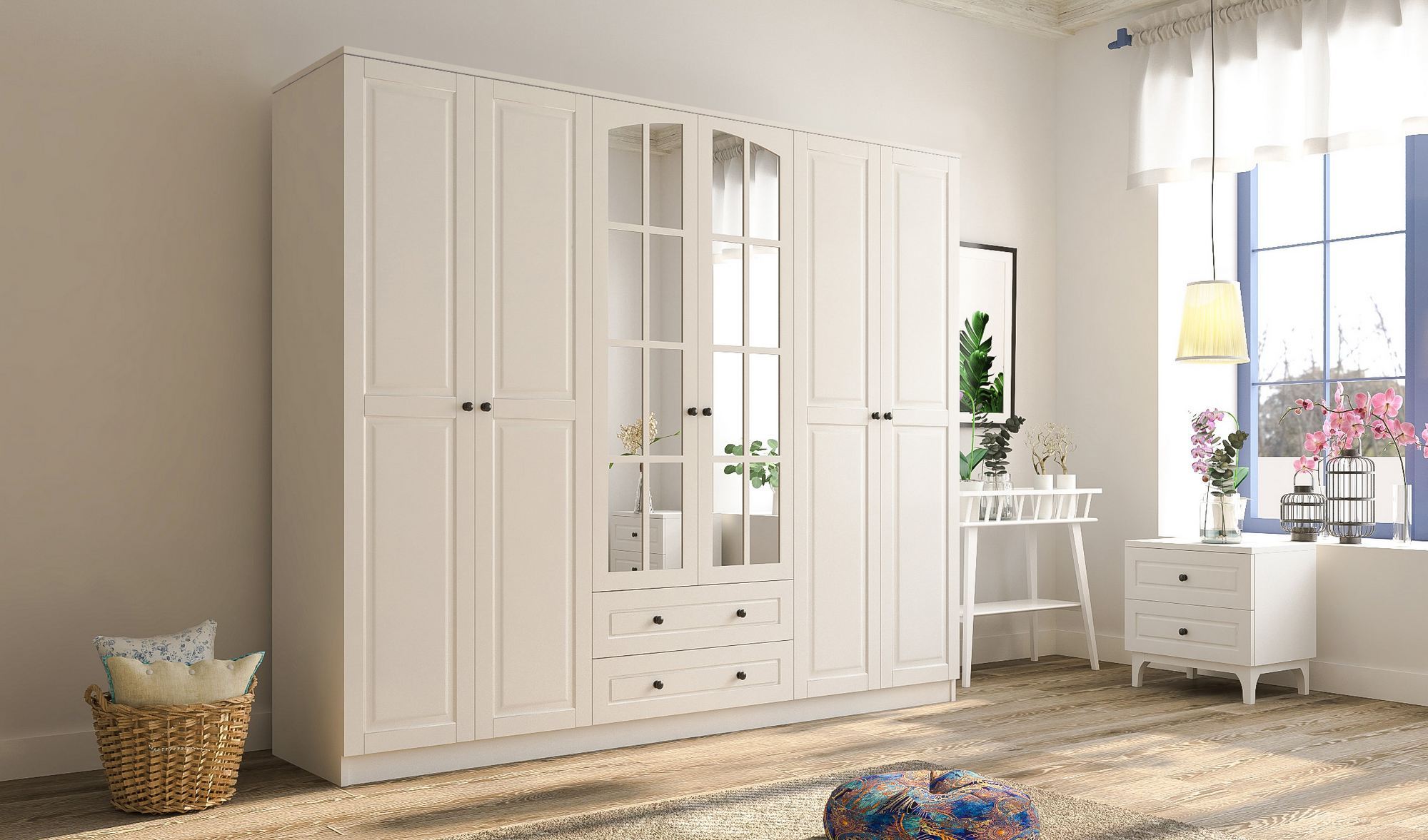 Dulap Hanah Home, PAL melaminat, 210 x 52 x 210 cm, alb mat, 167RAB1177 — imaginea 6