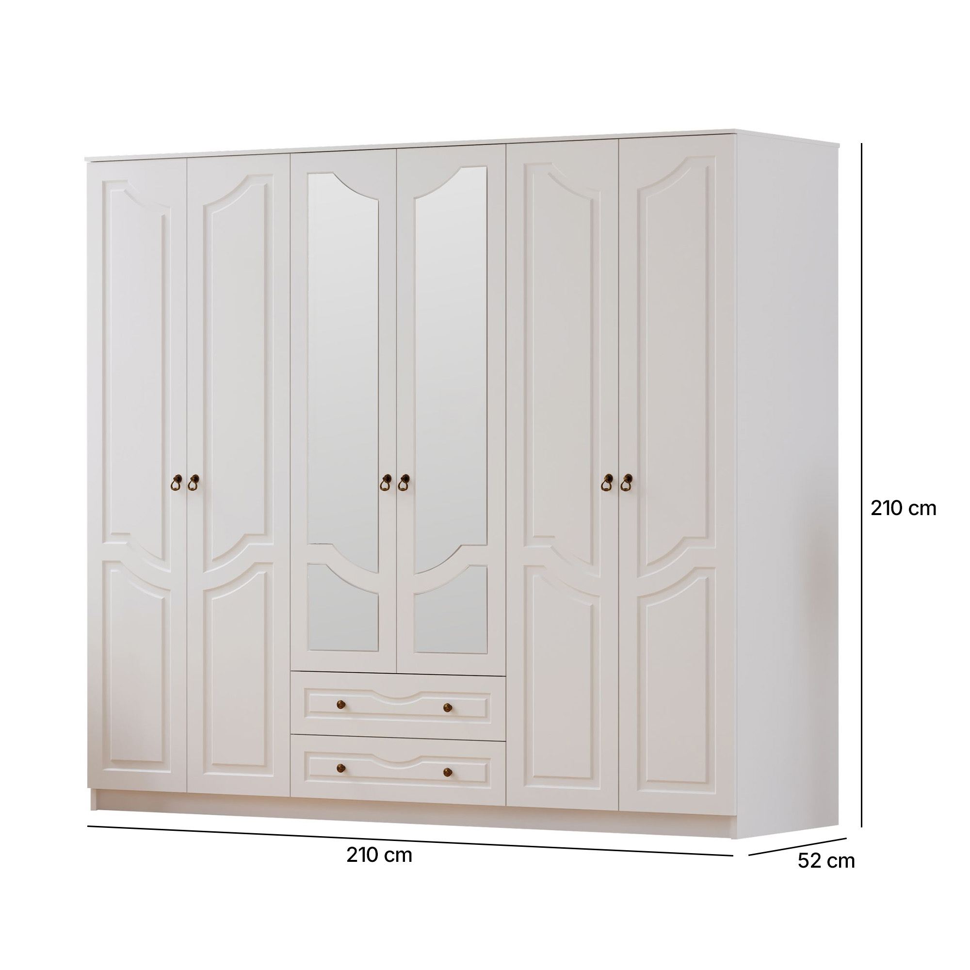 Dulap Hanah Home, PAL melaminat, 210 x 52 x 210 cm, alb mat, 167RAB1190 — imaginea 2
