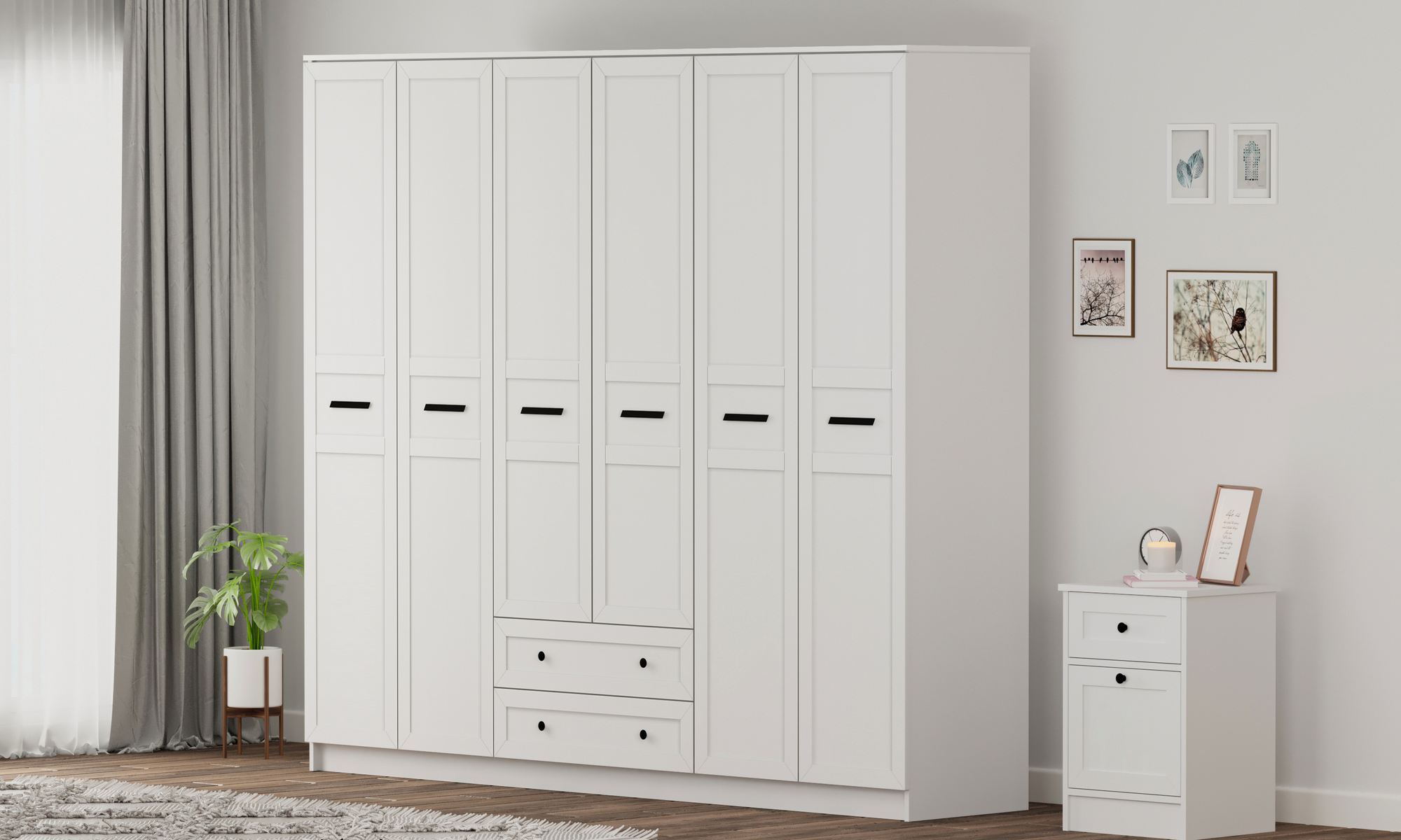 Dulap Hanah Home, PAL melaminat, 210 x 52 x 210 cm, alb mat, 167RAB1202 — imaginea 3