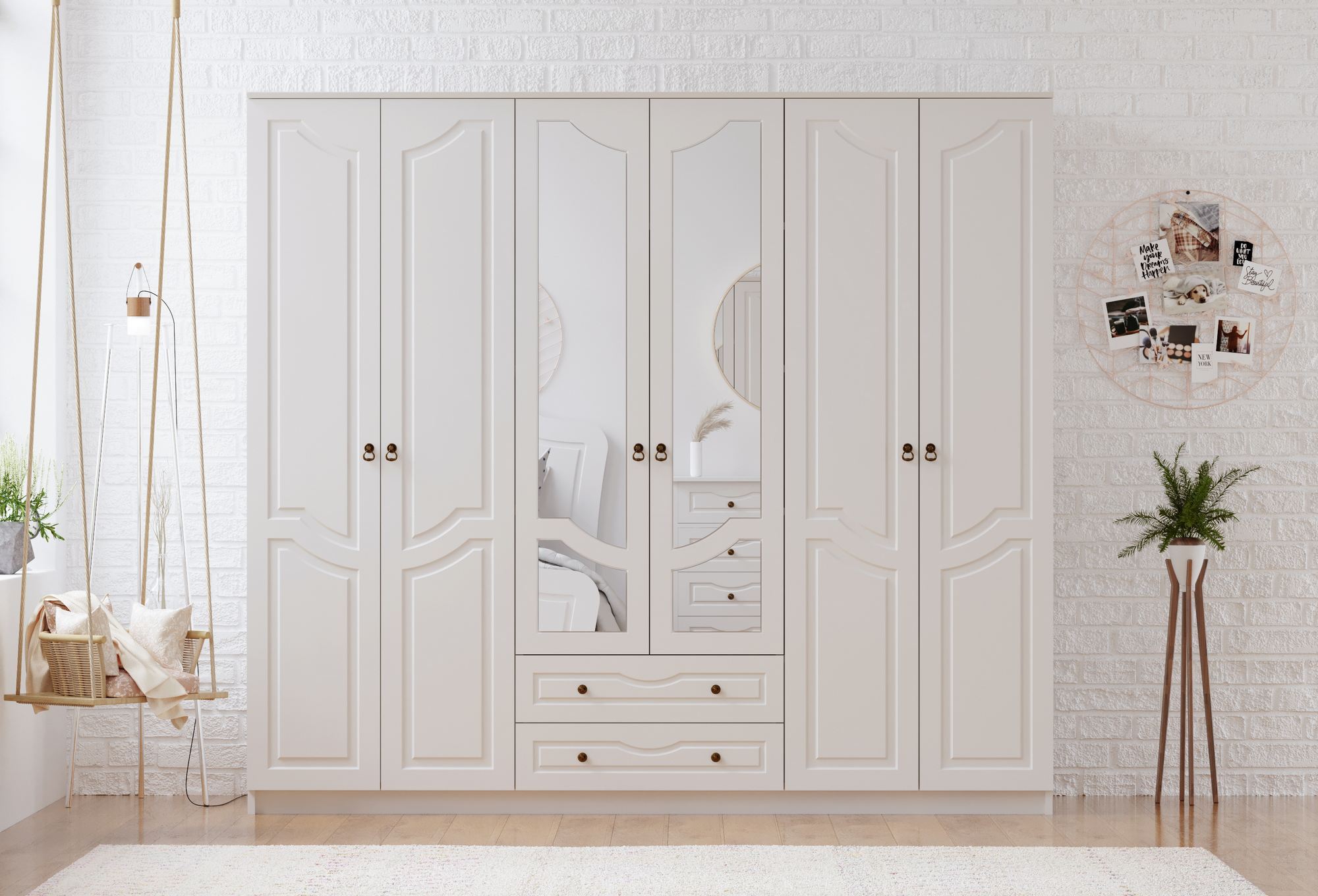 Dulap Hanah Home, PAL melaminat, 210 x 52 x 210 cm, alb mat, 167RAB1190 — imaginea 3