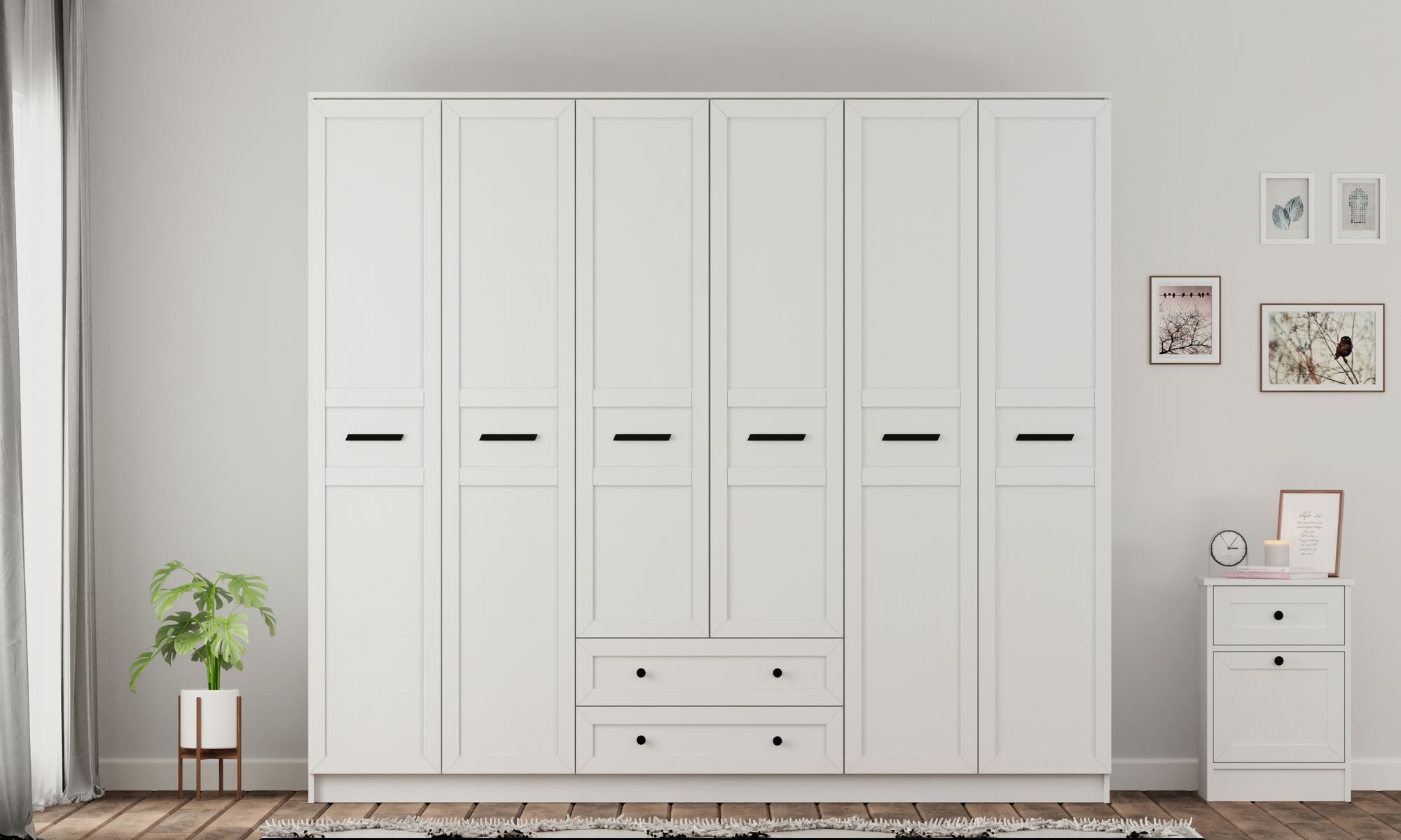 Dulap Hanah Home, PAL melaminat, 210 x 52 x 210 cm, alb mat, 167RAB1202 — imaginea 4