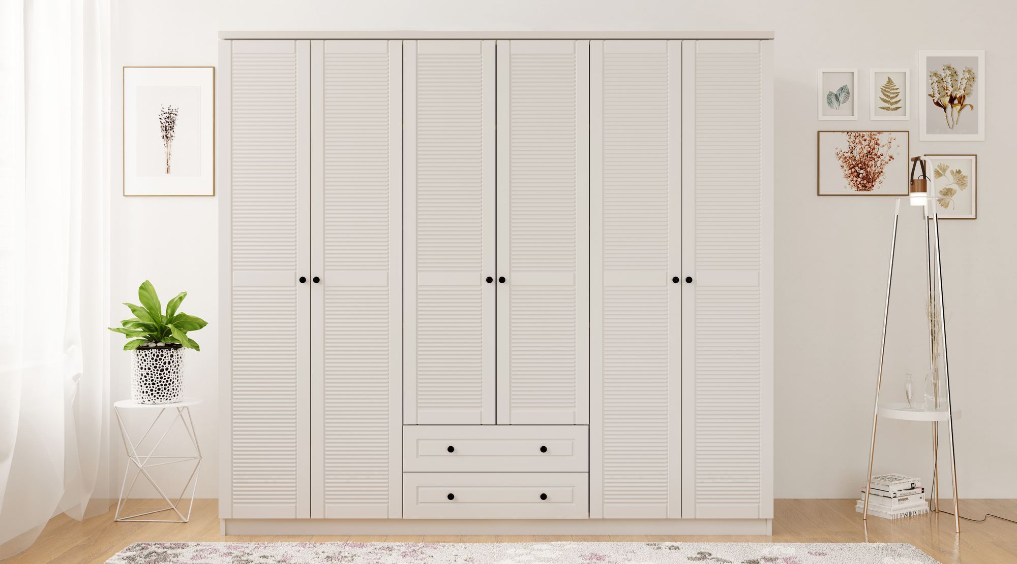 Dulap Hanah Home, PAL melaminat, 210 x 52 x 210 cm, alb mat, 167RAB1181 — imaginea 2