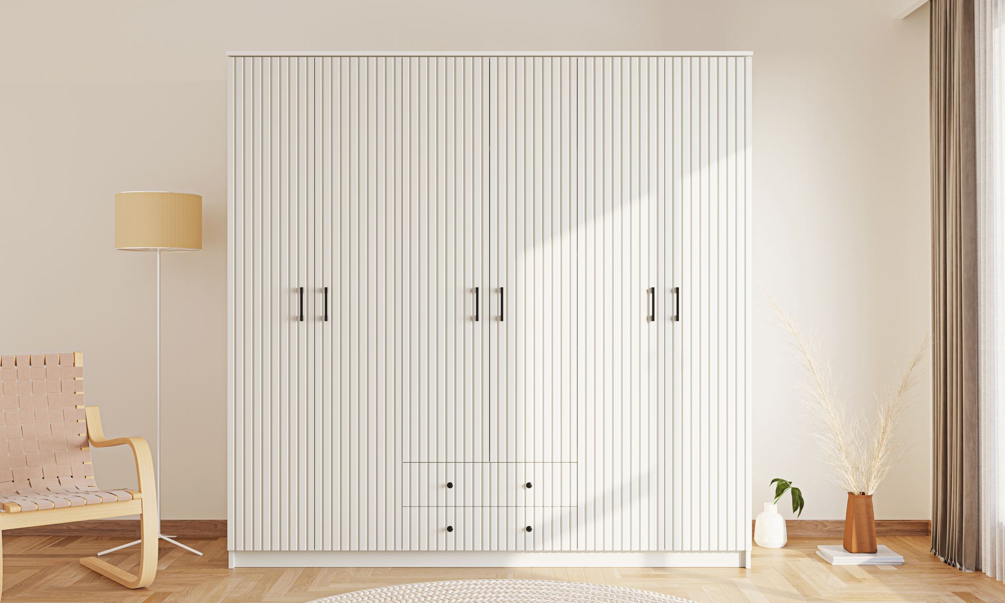 Dulap Hanah Home, PAL melaminat, 210 x 52 x 210 cm, alb mat, 167RAB1191 — imaginea 3