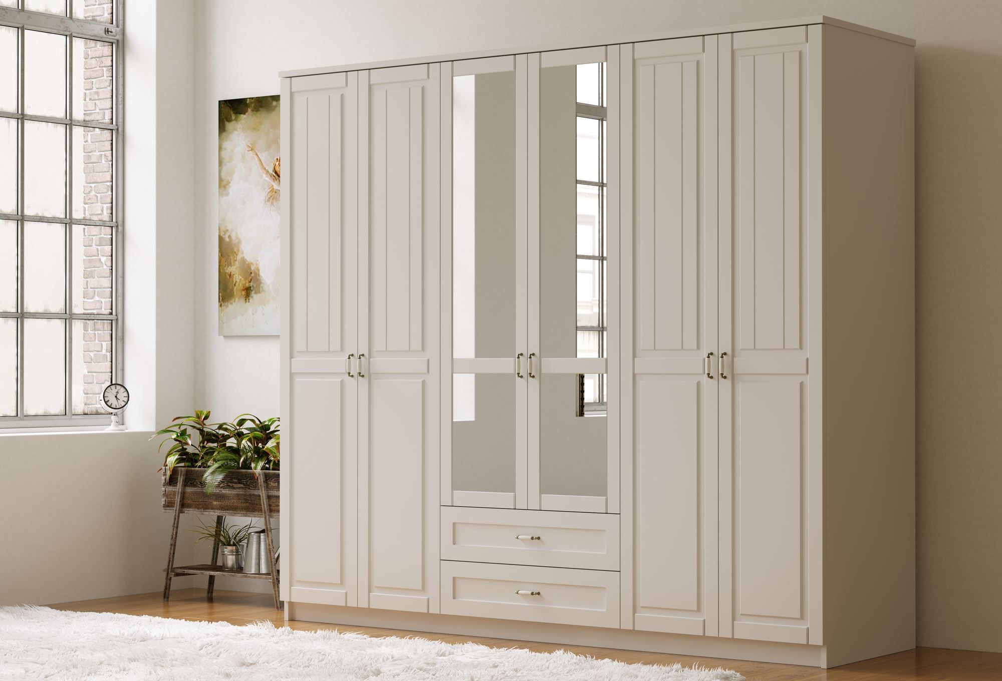 Dulap Hanah Home, PAL melaminat, 210 x 52 x 210 cm, alb mat, 167RAB1196 — imaginea 5