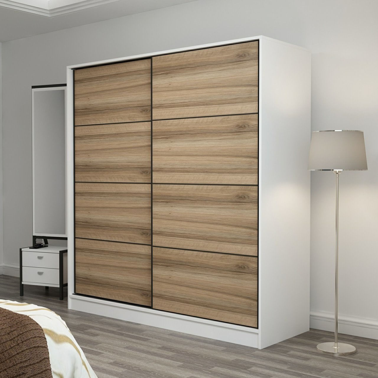 Dulap Hanah Home, PAL melaminat, 220 x 52 x 210 cm, alb, 506MNR2544 — imaginea 3