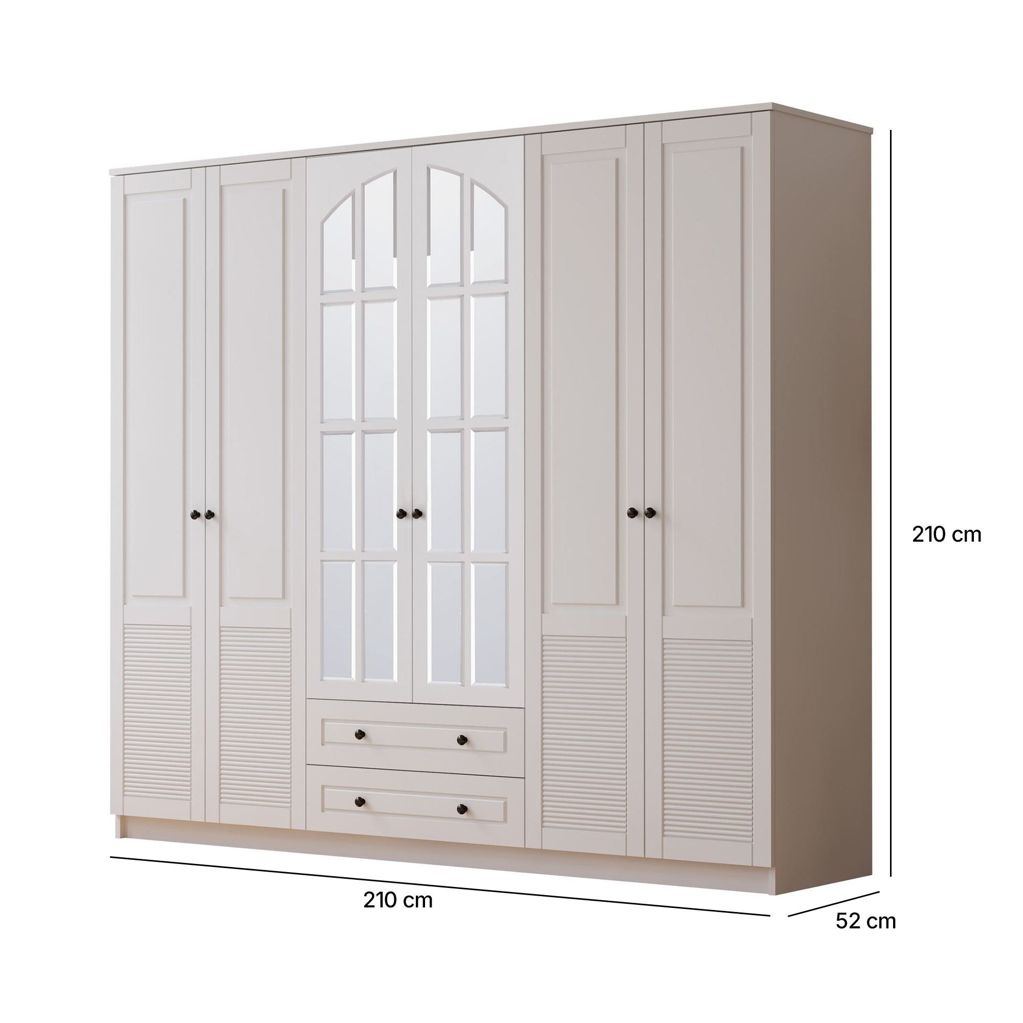 Dulap Hanah Home, PAL melaminat, 210 x 52 x 210 cm, alb mat, 167RAB1194 — imaginea 5