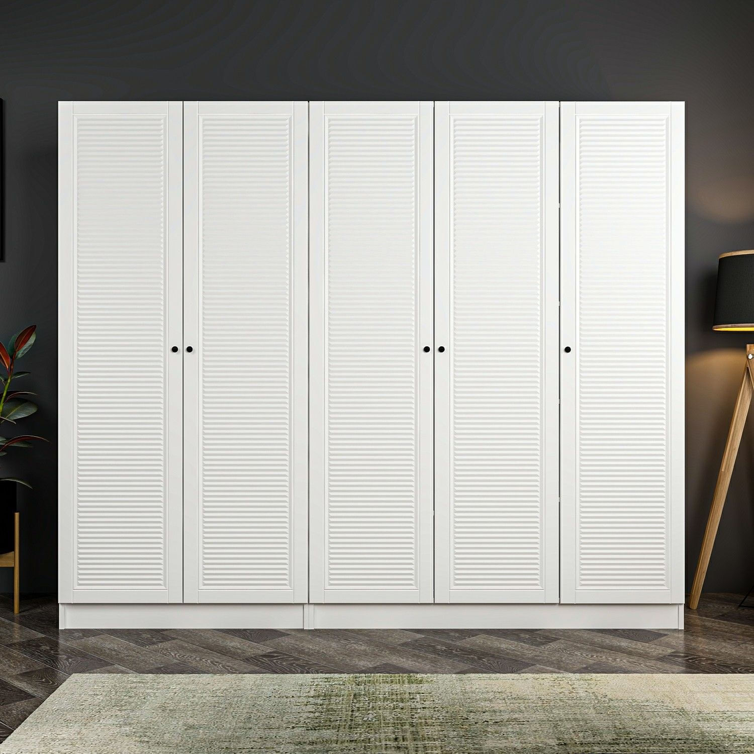Dulap Hanah Home, PAL melaminat, 225 x 52 x 190 cm, alb, 506MNR2609 — imaginea 3