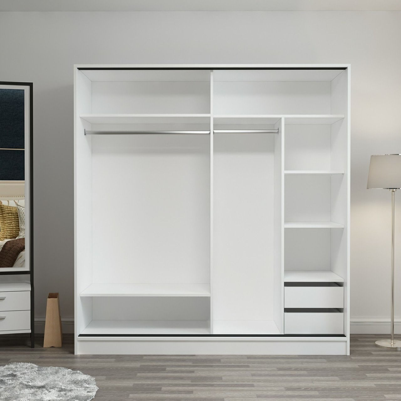 Dulap Hanah Home, PAL melaminat, 220 x 52 x 210 cm, alb, 506MNR2544 — imaginea 8