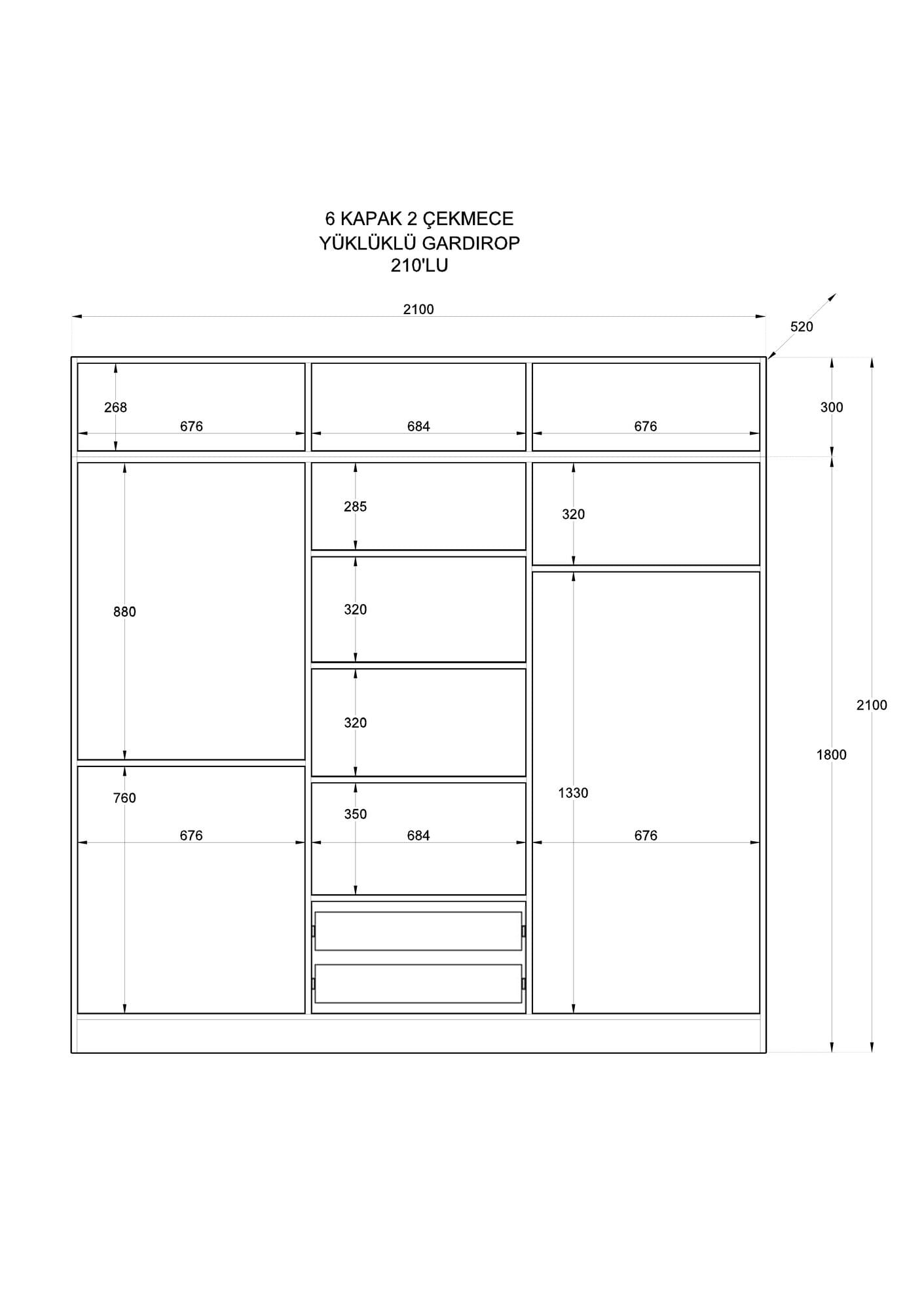 Dulap Hanah Home, PAL melaminat, 210 x 52 x 210 cm, alb mat, 167RAB1213 — imaginea 4