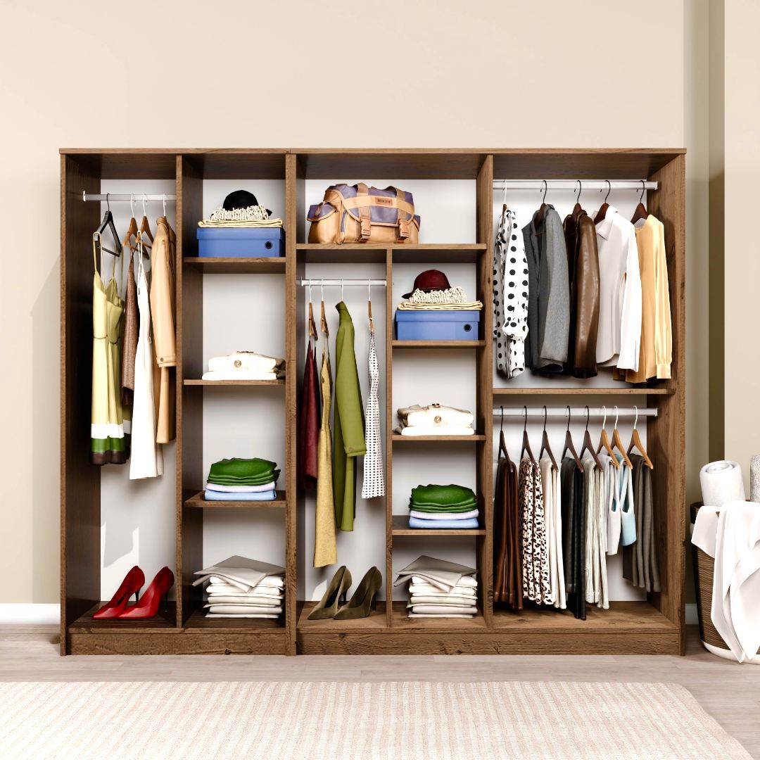 Dulap Hanah Home, PAL melaminat, 220 x 51.8 x 180 cm, atlantic pine, 350MWD1150 — imaginea 5