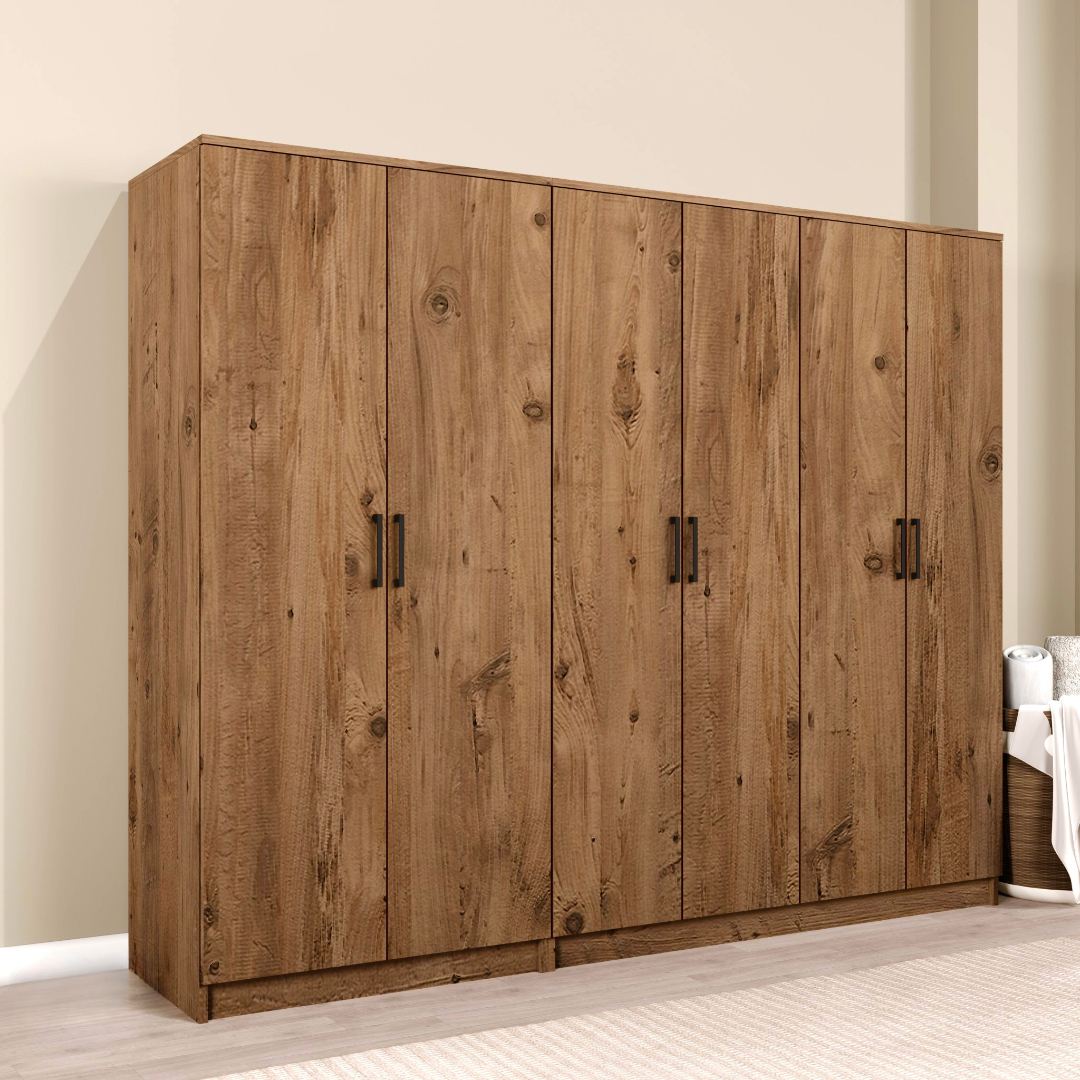 Dulap Hanah Home, PAL melaminat, 220 x 51.8 x 180 cm, atlantic pine, 350MWD1150 — imaginea 8