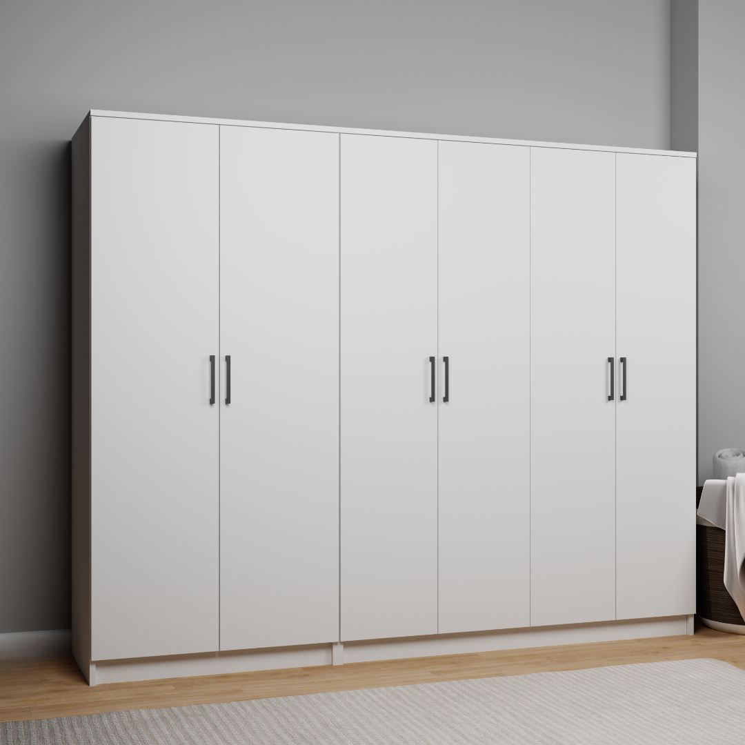Dulap Hanah Home, PAL melaminat, 220 x 51.8 x 180 cm, alb, 350MWD1149 — imaginea 3