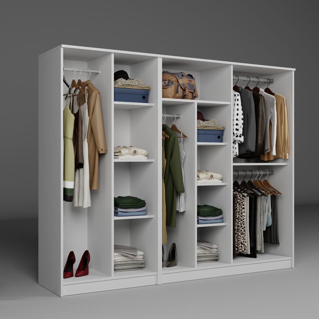 Dulap Hanah Home, PAL melaminat, 220 x 51.8 x 180 cm, alb, 350MWD1149 — imaginea 4