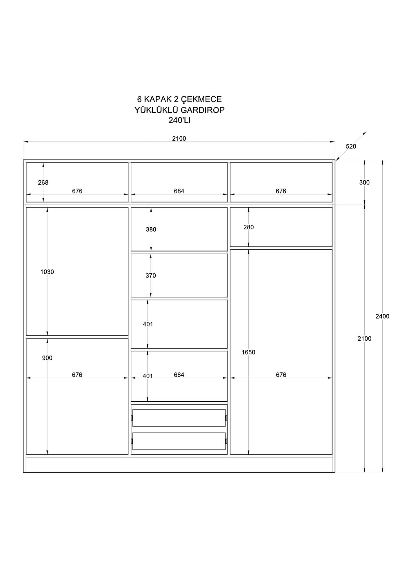 Dulap Hanah Home, PAL melaminat, 210 x 52 x 240 cm, alb mat, 167RAB1211 — imaginea 4