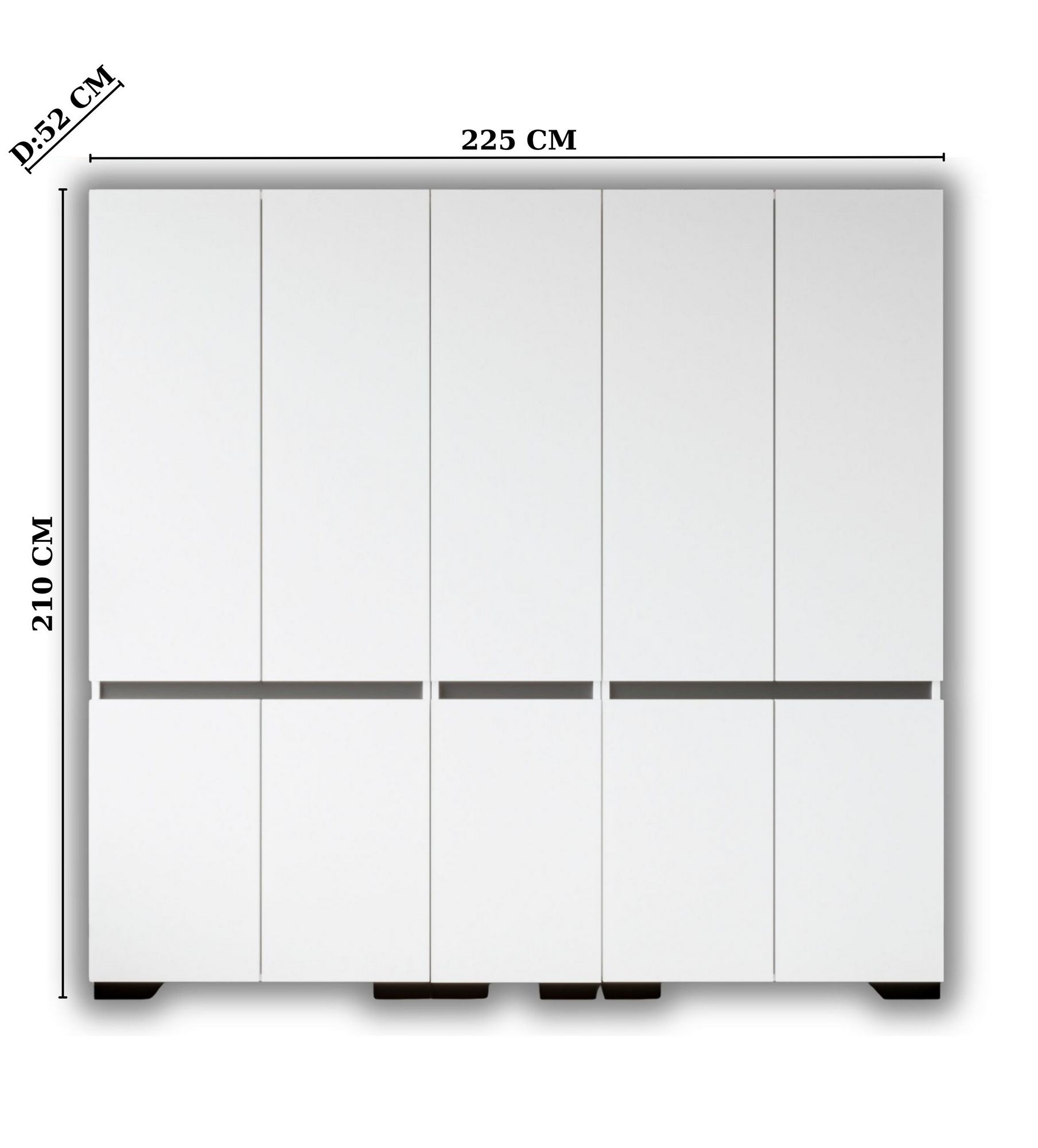Dulap Hanah Home, PAL melaminat, 225 x 52 x 210 cm, alb/antracit, 469ORN1130 — imaginea 2