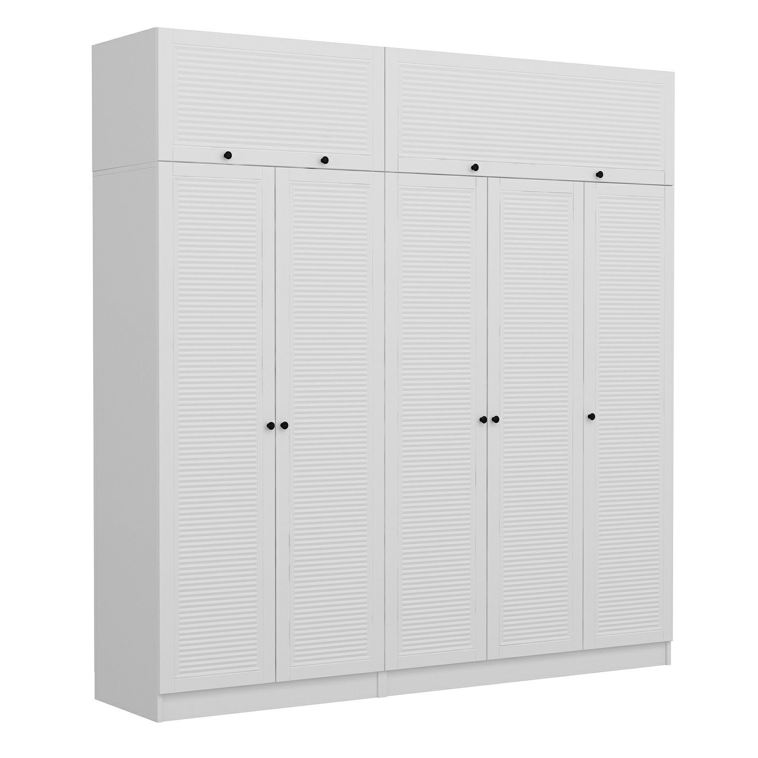 Dulap Hanah Home, PAL melaminat, 225 x 52 x 210 cm, alb, 506MNR2811 — imaginea 3