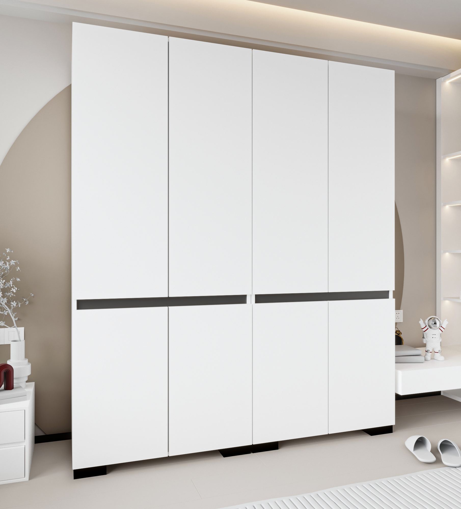 Dulap Hanah Home, PAL melaminat, 225 x 52 x 210 cm, alb/antracit, 469ORN1129 — imaginea 5