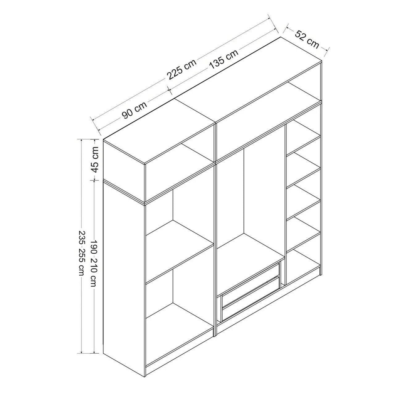 Dulap Hanah Home, PAL melaminat, 225 x 52 x 255 cm, antracit, 506MNR2792 — imaginea 6