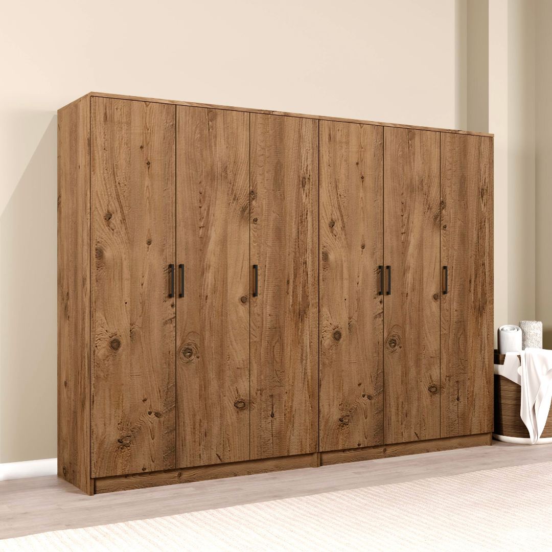 Dulap Hanah Home, PAL melaminat, 240 x 51.8 x 180 cm, atlantic pine, 350MWD1156 — imaginea 8