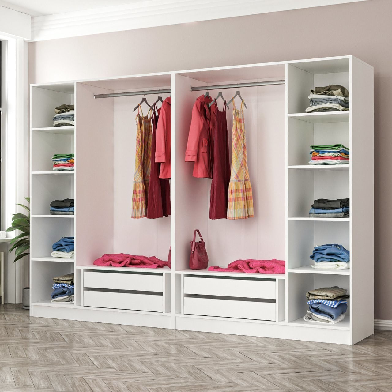 Dulap Hanah Home, PAL melaminat, 270 x 52 x 190 cm, alb, 506MNR2696 — imaginea 4