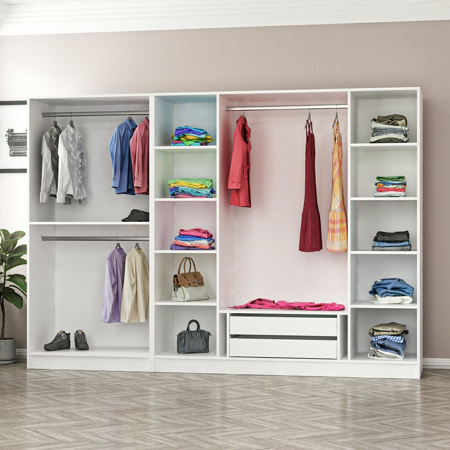 Dulap Hanah Home, PAL melaminat, 270 x 52 x 190 cm, alb, 506MNR2765 — imaginea 7